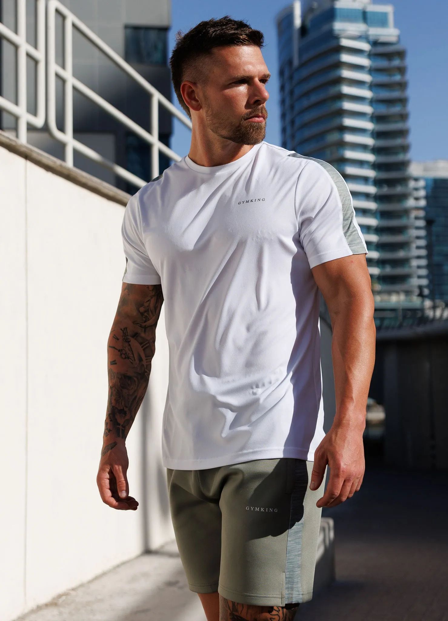 Gym King Core Plus Poly 2.0 Tee - White/Soft Khaki sold by The Gym King