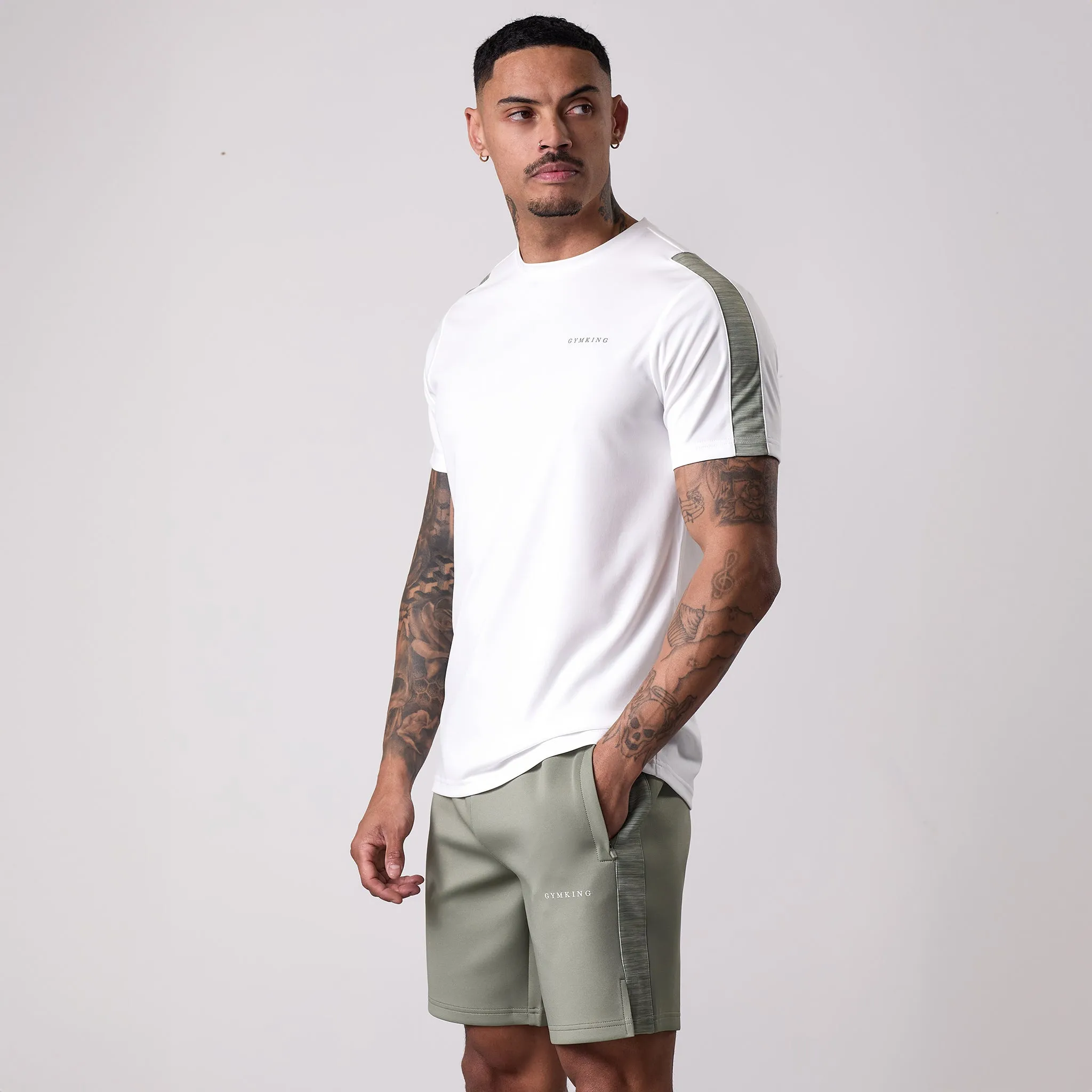 Gym King Core Plus Poly 2.0 Tee - White/Soft Khaki sold by The Gym King product image thumbnail 2