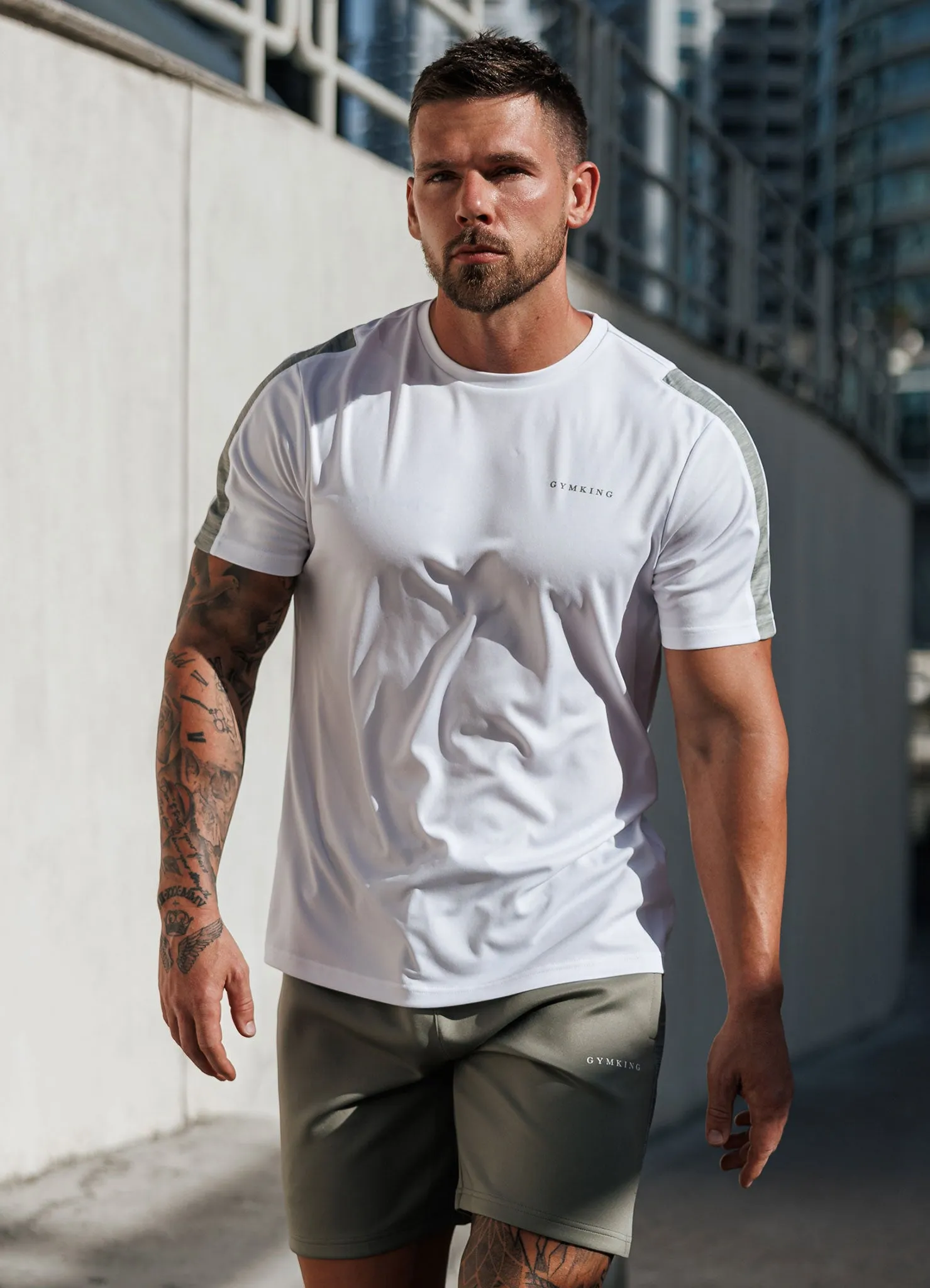 Gym King Core Plus Poly 2.0 Tee - White/Soft Khaki sold by The Gym King product image thumbnail 4