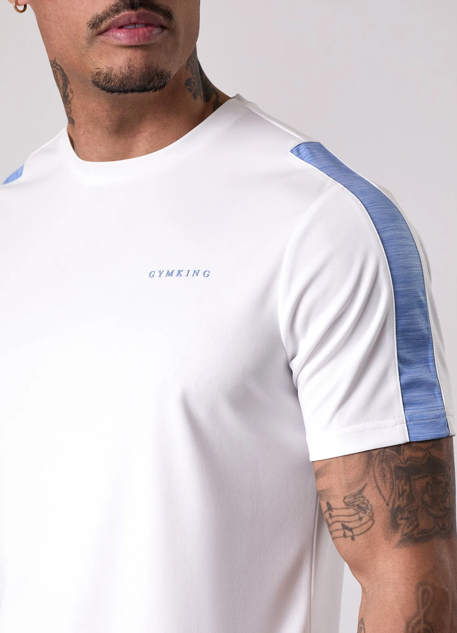 Gym King Core Plus Poly 2.0 Tee - White/Provence Blue sold by The Gym King product image thumbnail 5
