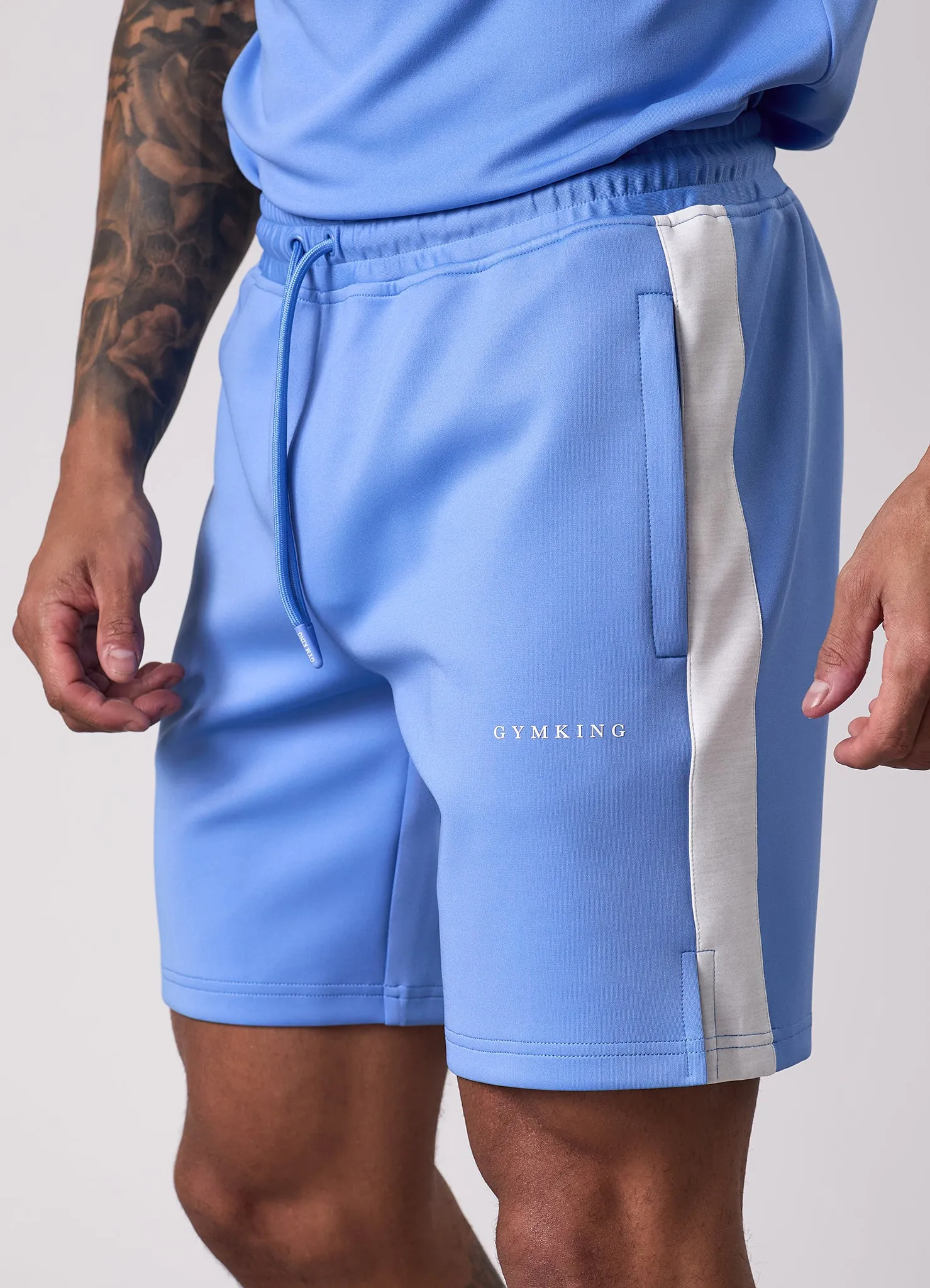 Gym King Core Plus Poly 2.0 Short - Provence Blue/White sold by The Gym King