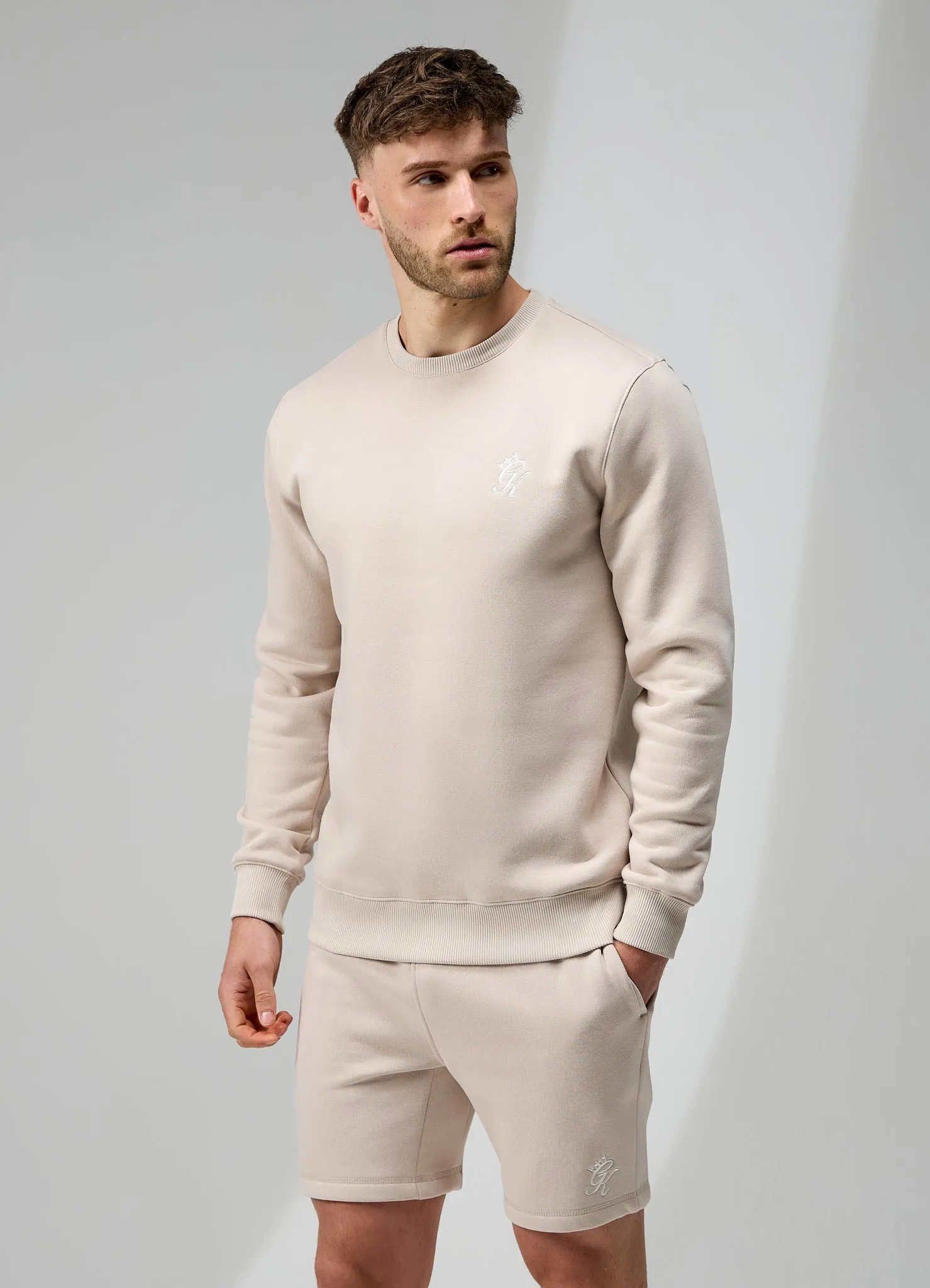 Gym King Fundamental Fleece Crew - Light Stone sold by The Gym King