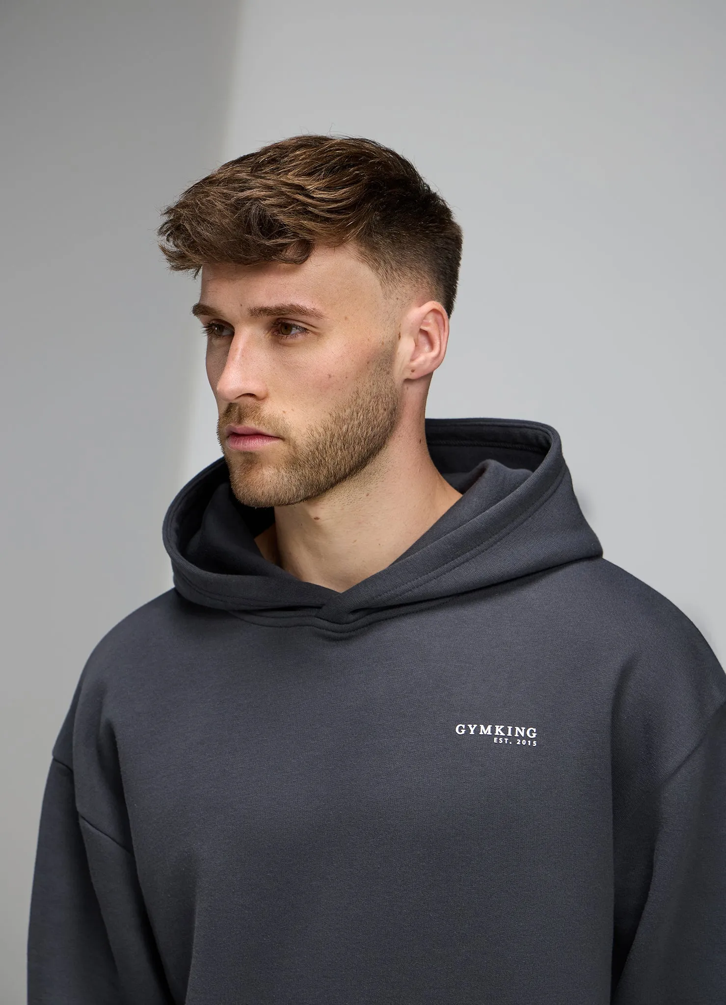 Gym King Established Relaxed Fit Hood - Pewter/White sold by The Gym King product image thumbnail 4