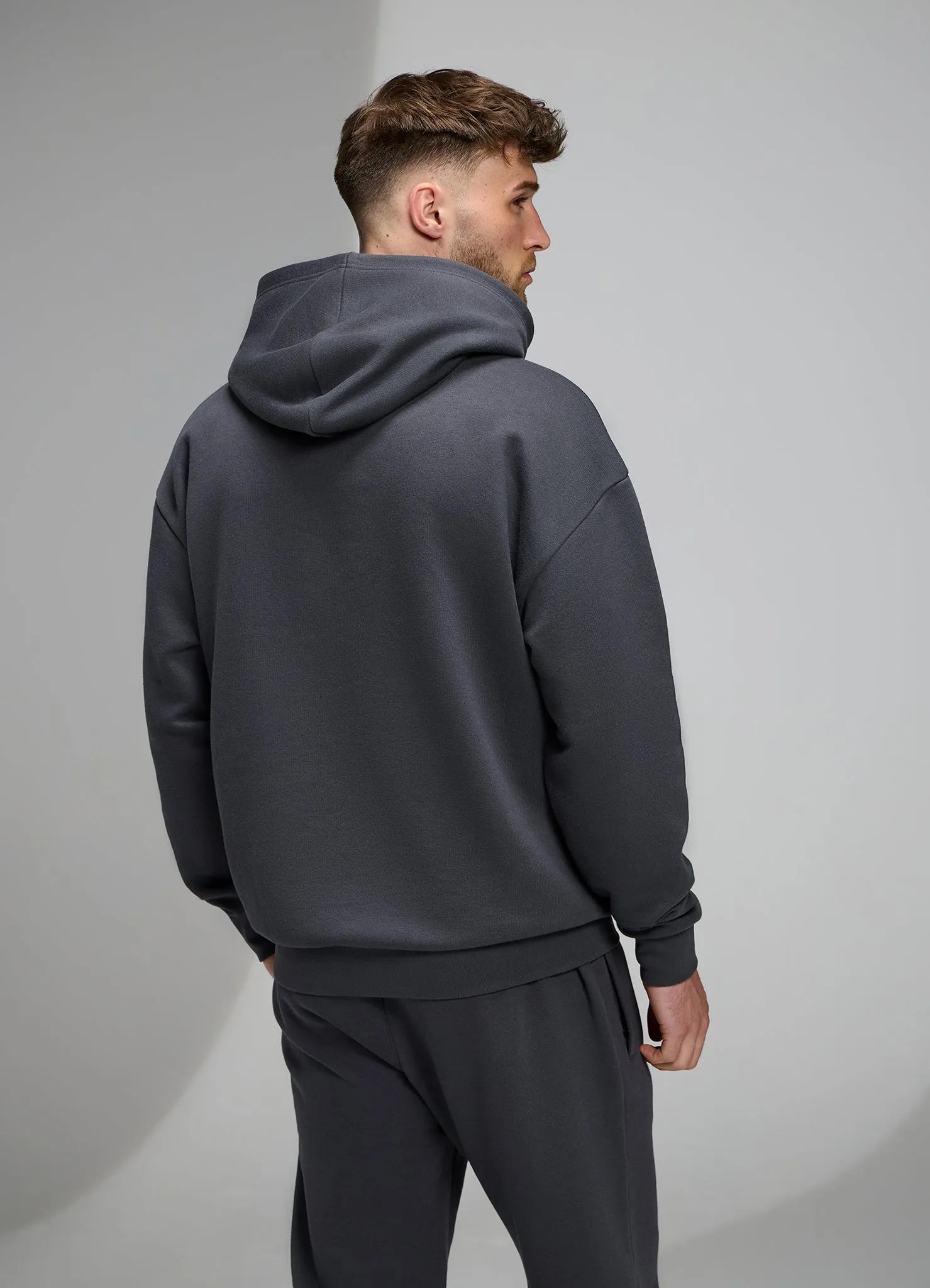 Gym King Established Relaxed Fit Hood - Pewter/White sold by The Gym King product image thumbnail 3