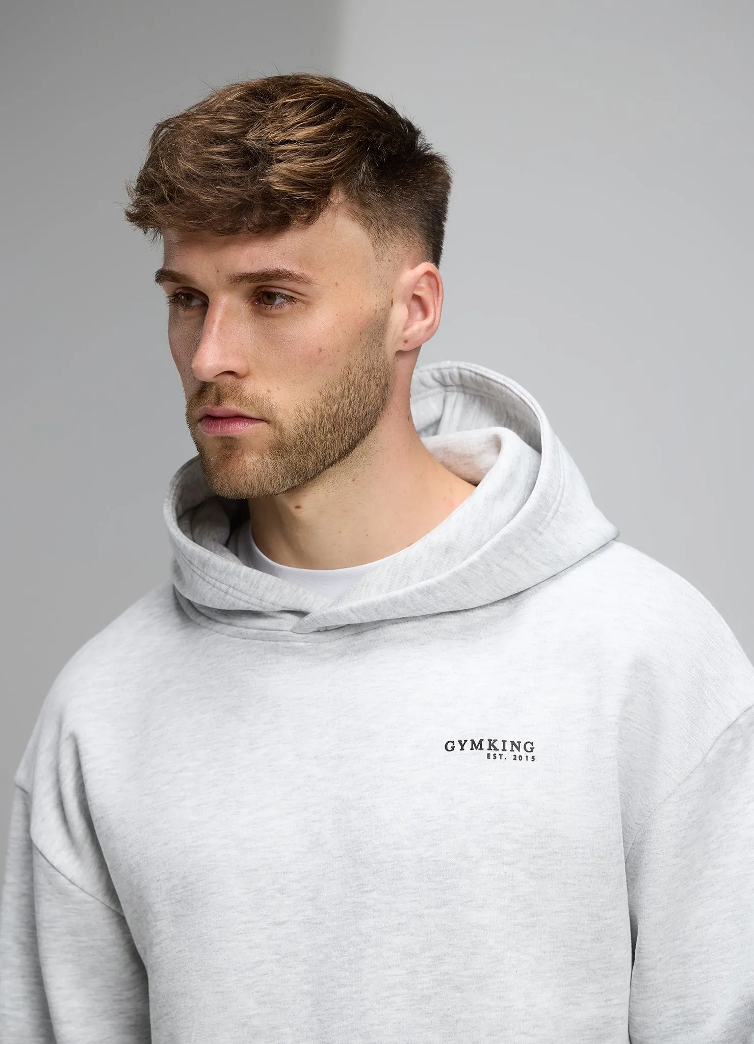 Gym King Established Relaxed Fit Hood - Snow Marl sold by The Gym King product image thumbnail 3