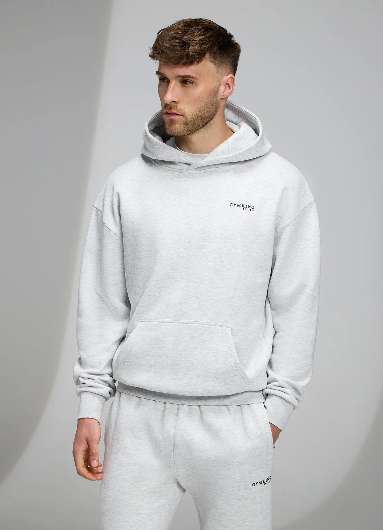 Gym King Established Relaxed Fit Hood - Snow Marl sold by The Gym King