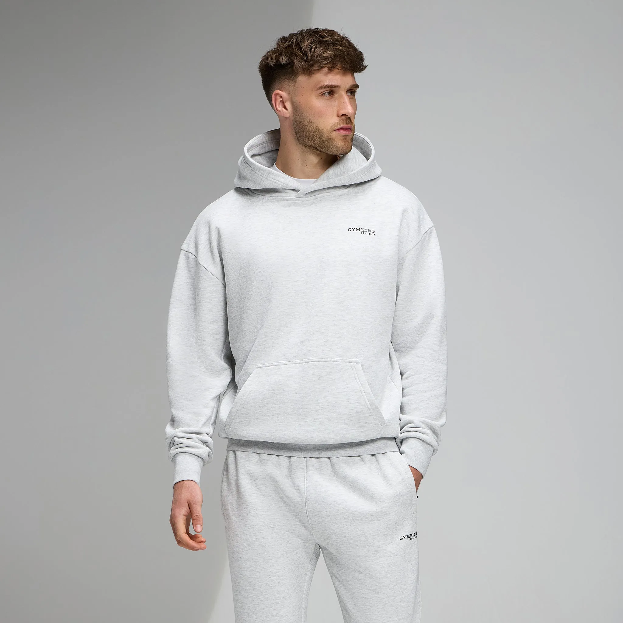 Gym King Established Relaxed Fit Hood - Snow Marl sold by The Gym King product image thumbnail 2