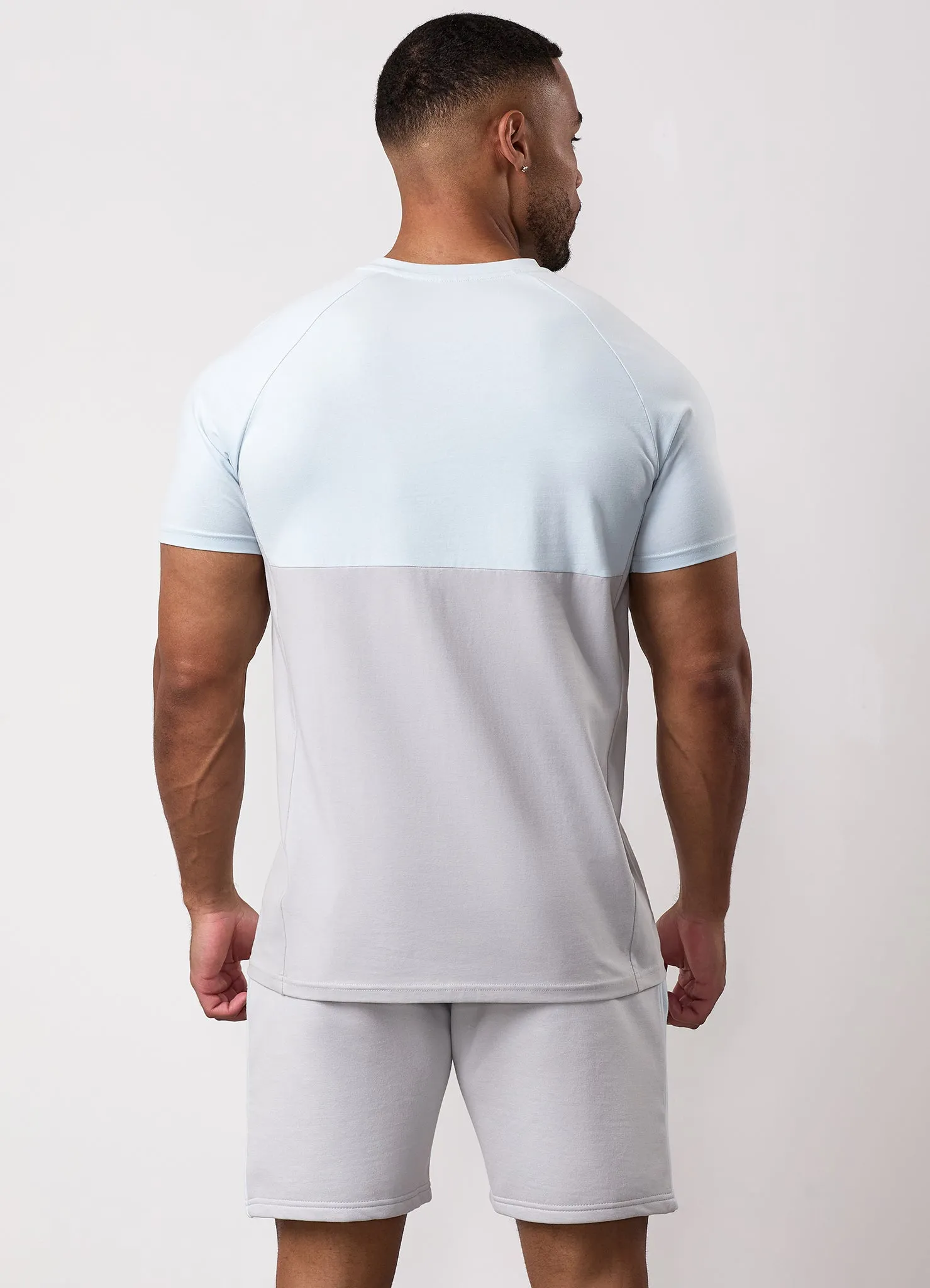 Gym King Contrast Panel Tee - Light Grey/Sky Blue sold by The Gym King product image thumbnail 3