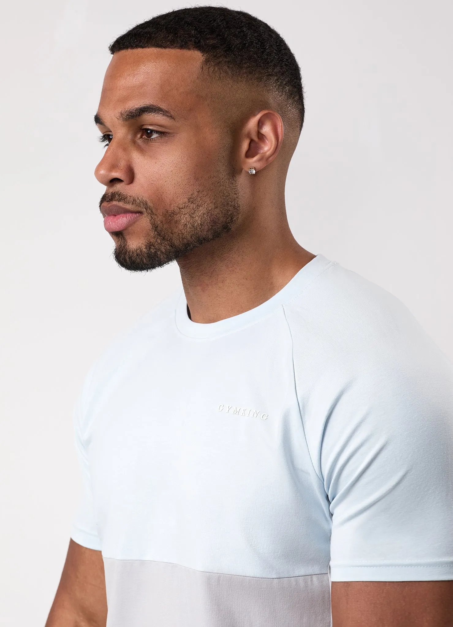 Gym King Contrast Panel Tee - Light Grey/Sky Blue sold by The Gym King product image thumbnail 4