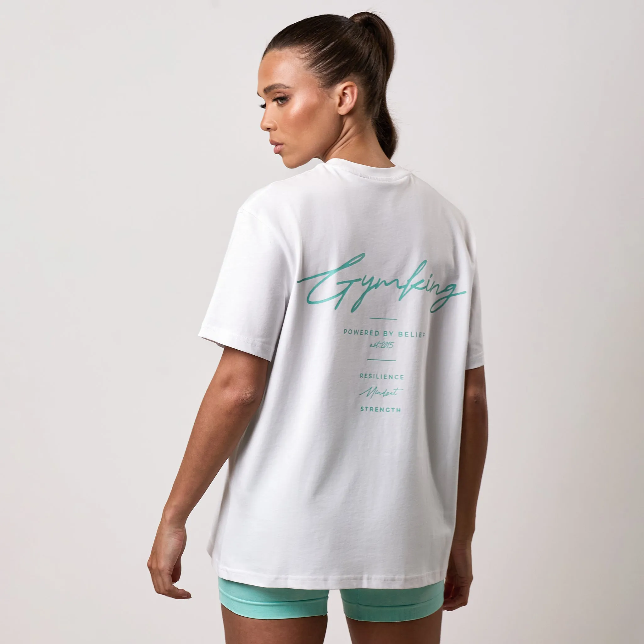 Gym King Reset Boyfriend Tee - White/Deep Aqua sold by The Gym King product image thumbnail 2