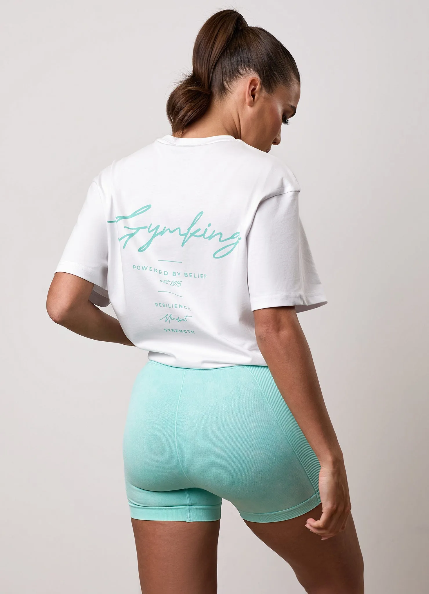 Gym King Reset Boyfriend Tee - White/Deep Aqua sold by The Gym King product image thumbnail 4