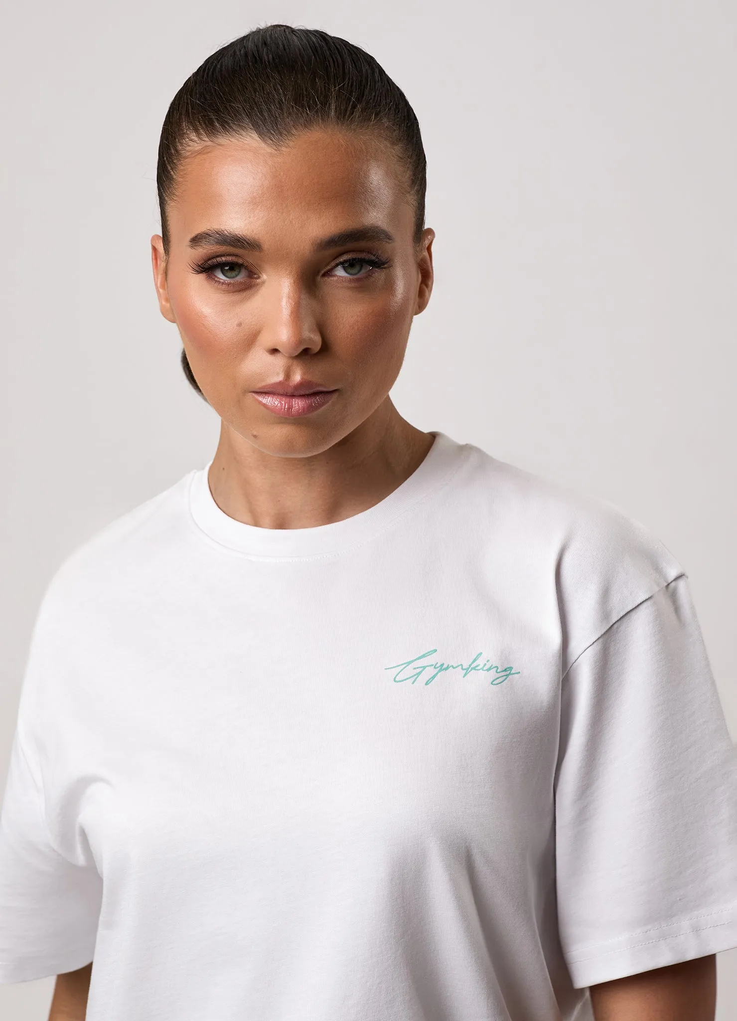Gym King Reset Boyfriend Tee - White/Deep Aqua sold by The Gym King product image thumbnail 5