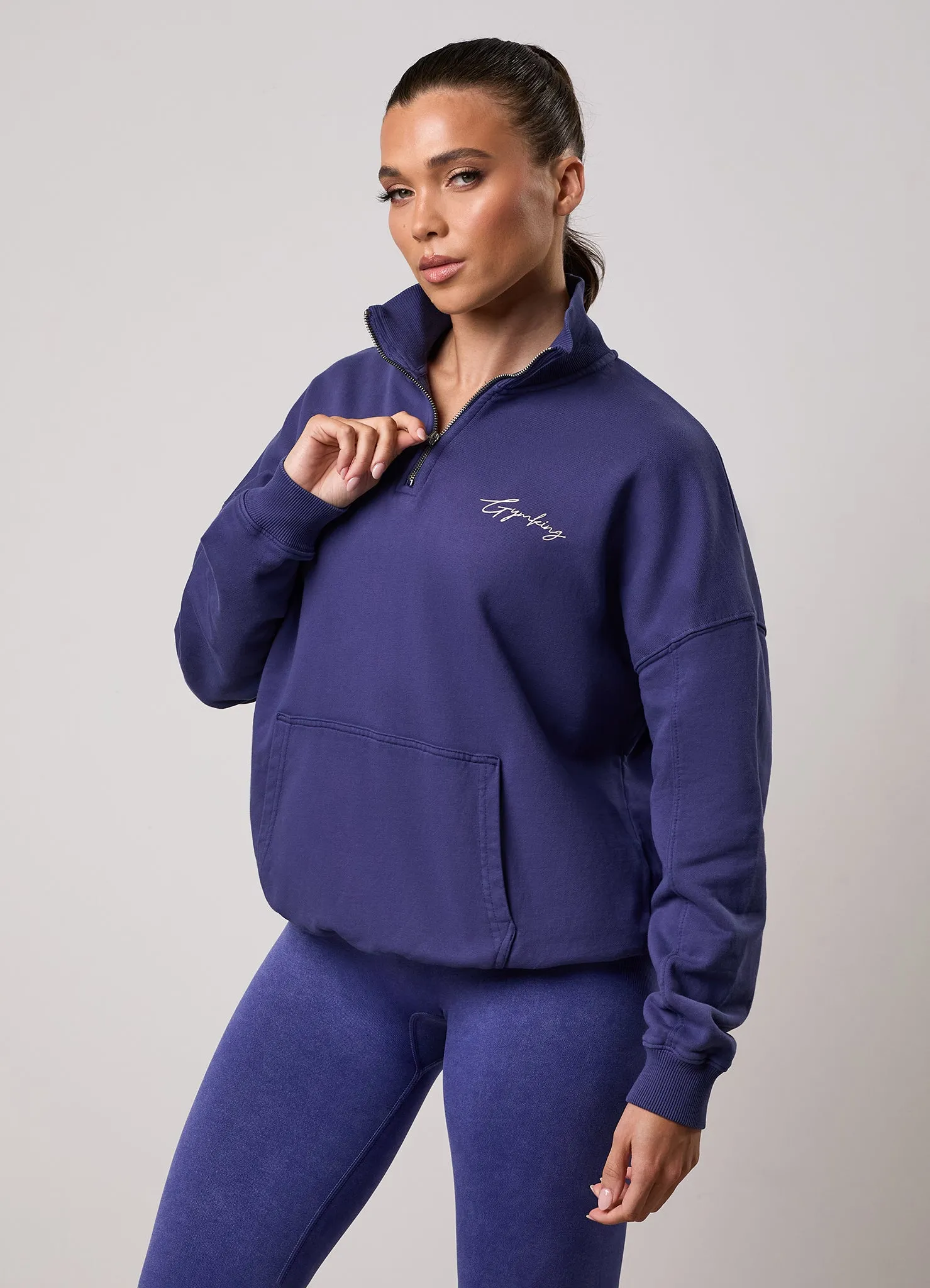 Gym King Washed Reset 1/4 Zip Funnel - Starlight Blue sold by The Gym King product image thumbnail 3