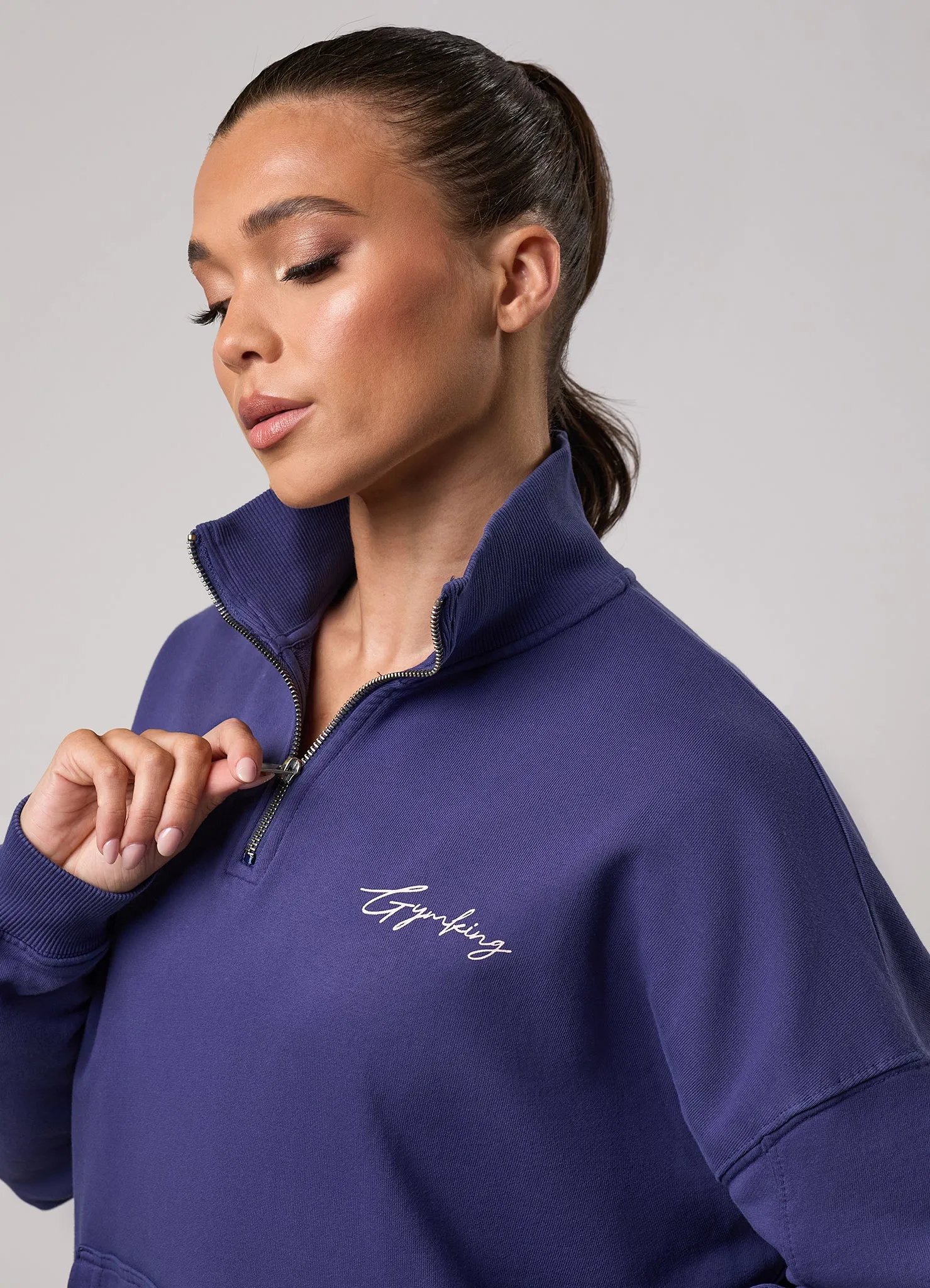 Gym King Washed Reset 1/4 Zip Funnel - Starlight Blue sold by The Gym King product image thumbnail 4