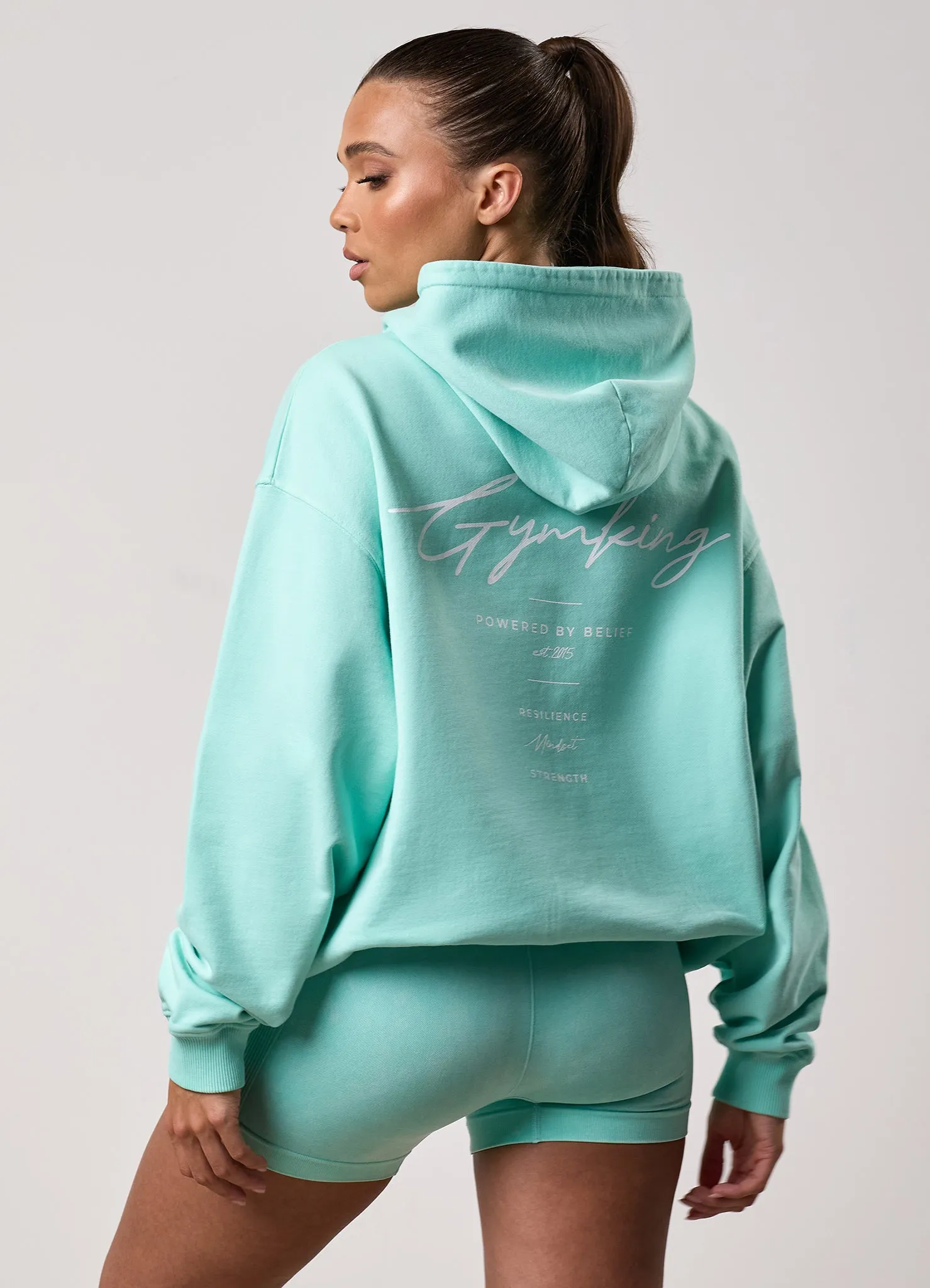 Gym King Washed Reset Oversized Hood - Deep Aqua sold by The Gym King