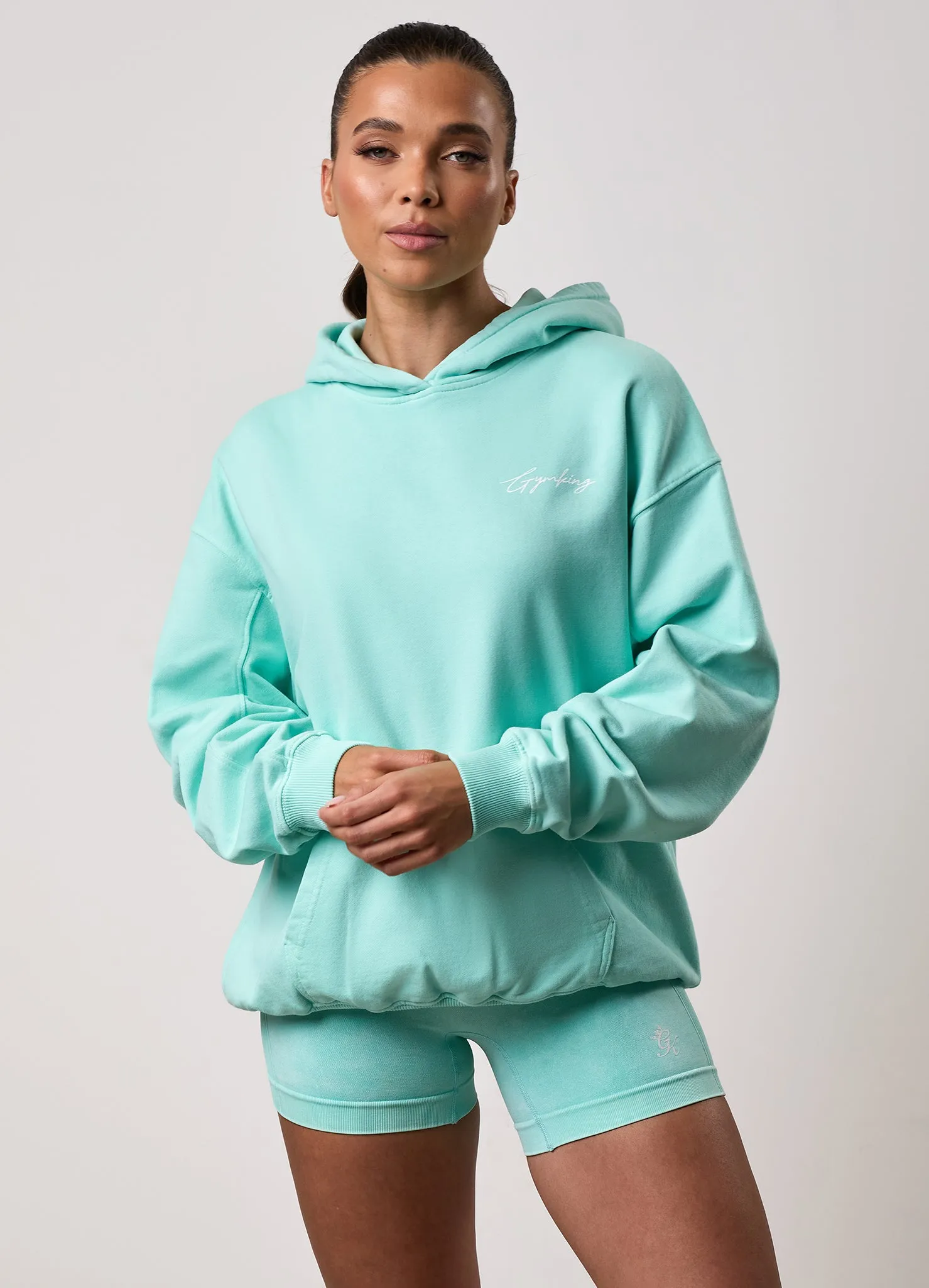 Gym King Washed Reset Oversized Hood - Deep Aqua sold by The Gym King product image thumbnail 3