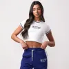 Team GKW Crop Tee With Tipping - White sold by The Gym King
