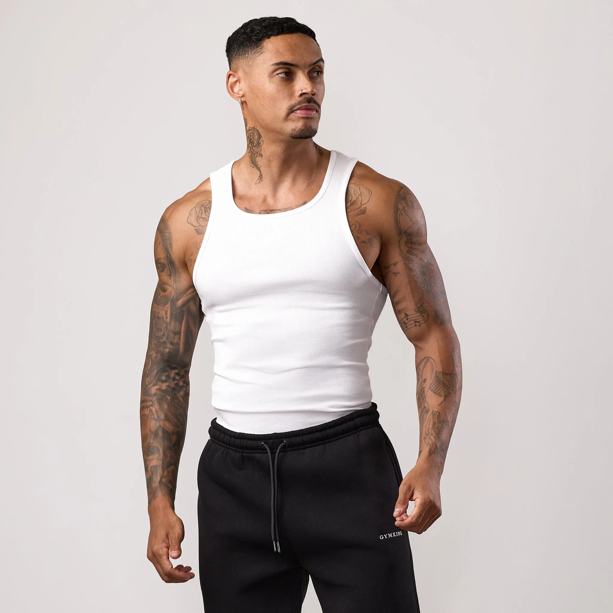 Gym King Fundamental Rib Vest - White sold by The Gym King product image thumbnail 2