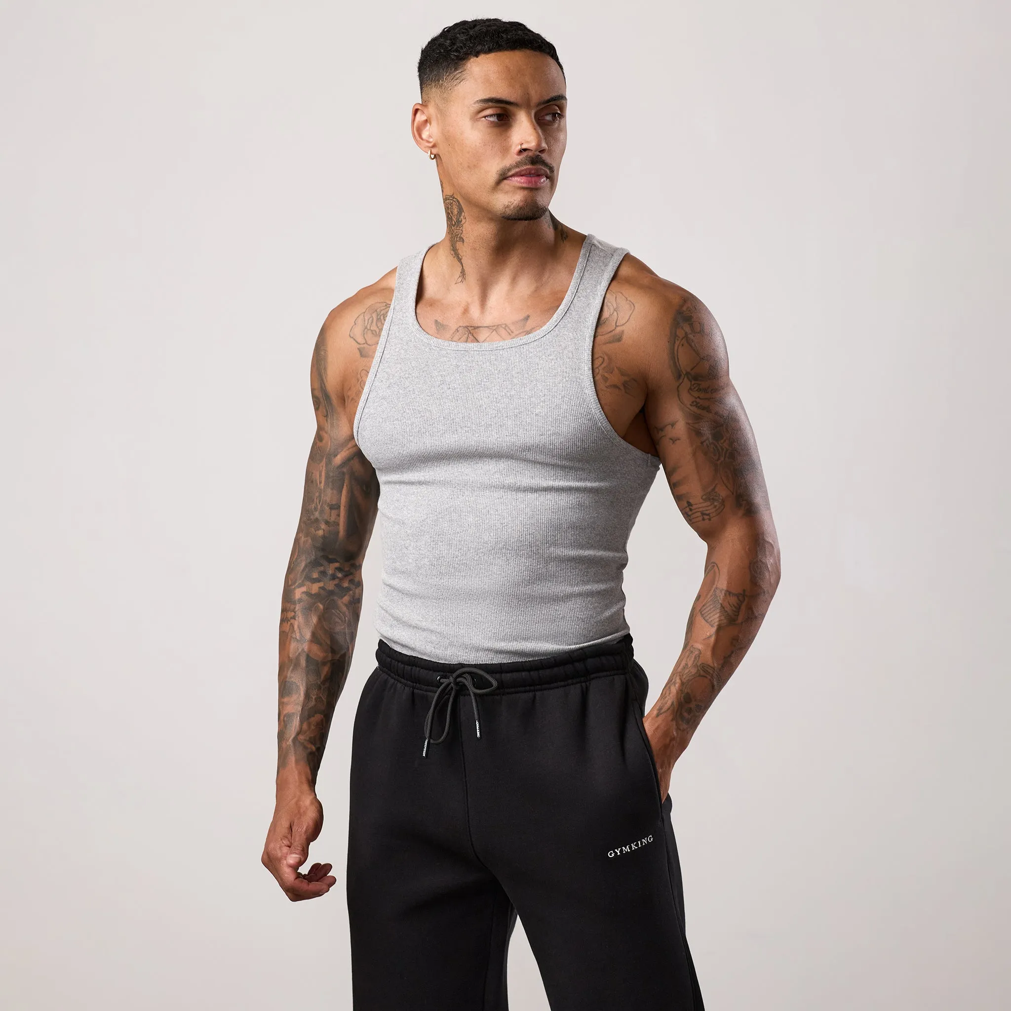 Gym King Fundamental Rib Vest - Grey Marl sold by The Gym King product image thumbnail 2