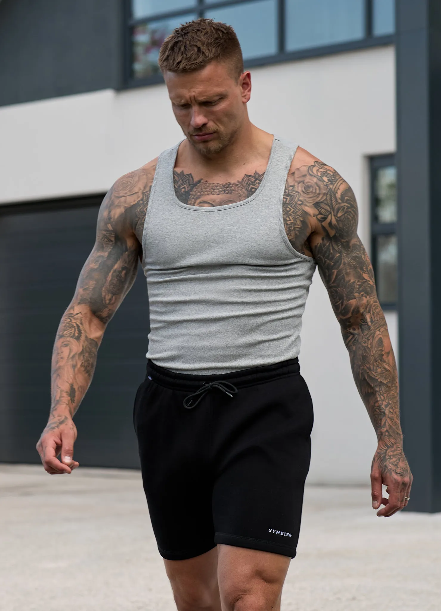 Gym King Fundamental Rib Vest - Grey Marl sold by The Gym King