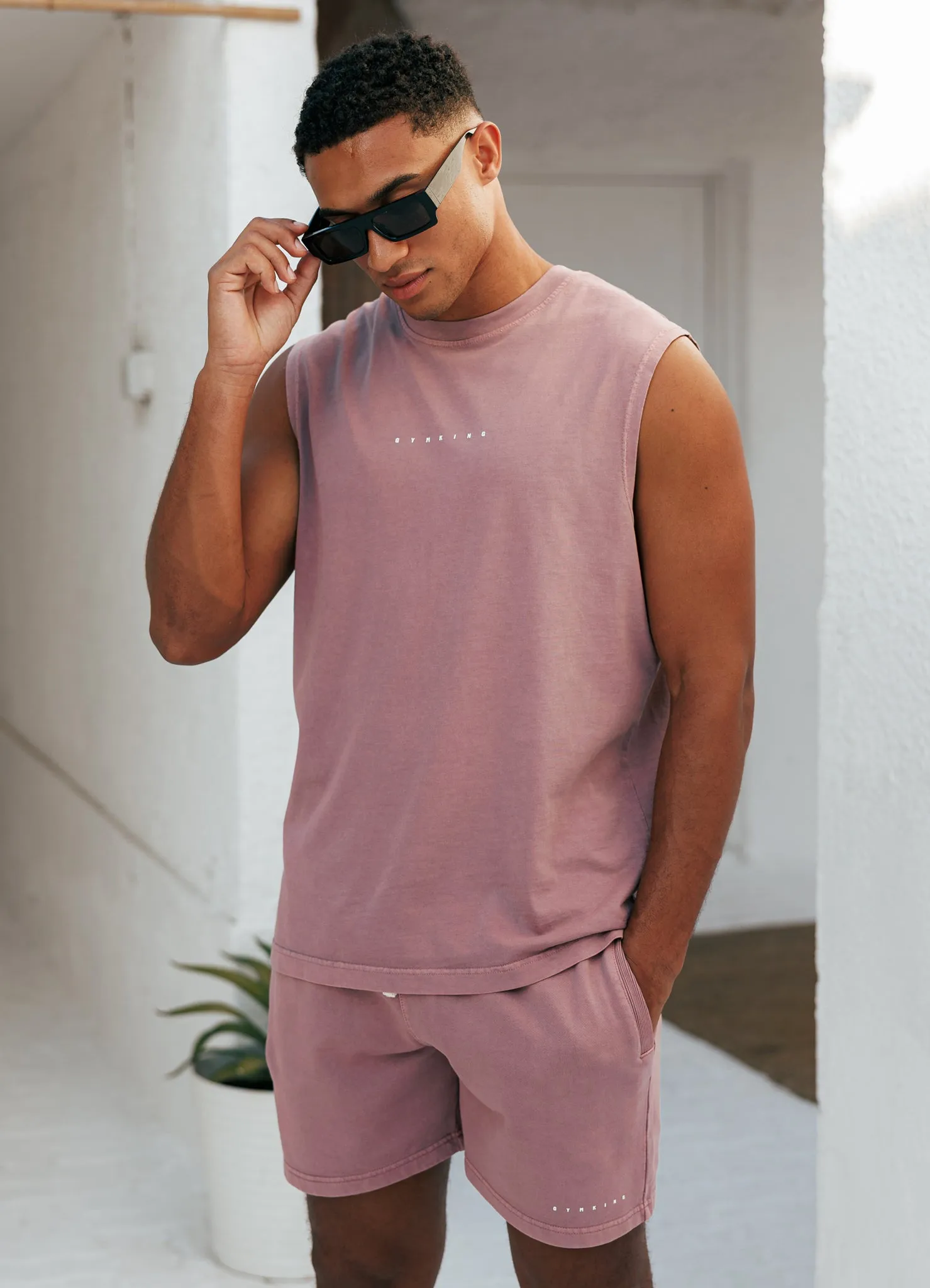 Gym King Purpose Washed Vest - Dusky Mauve sold by The Gym King