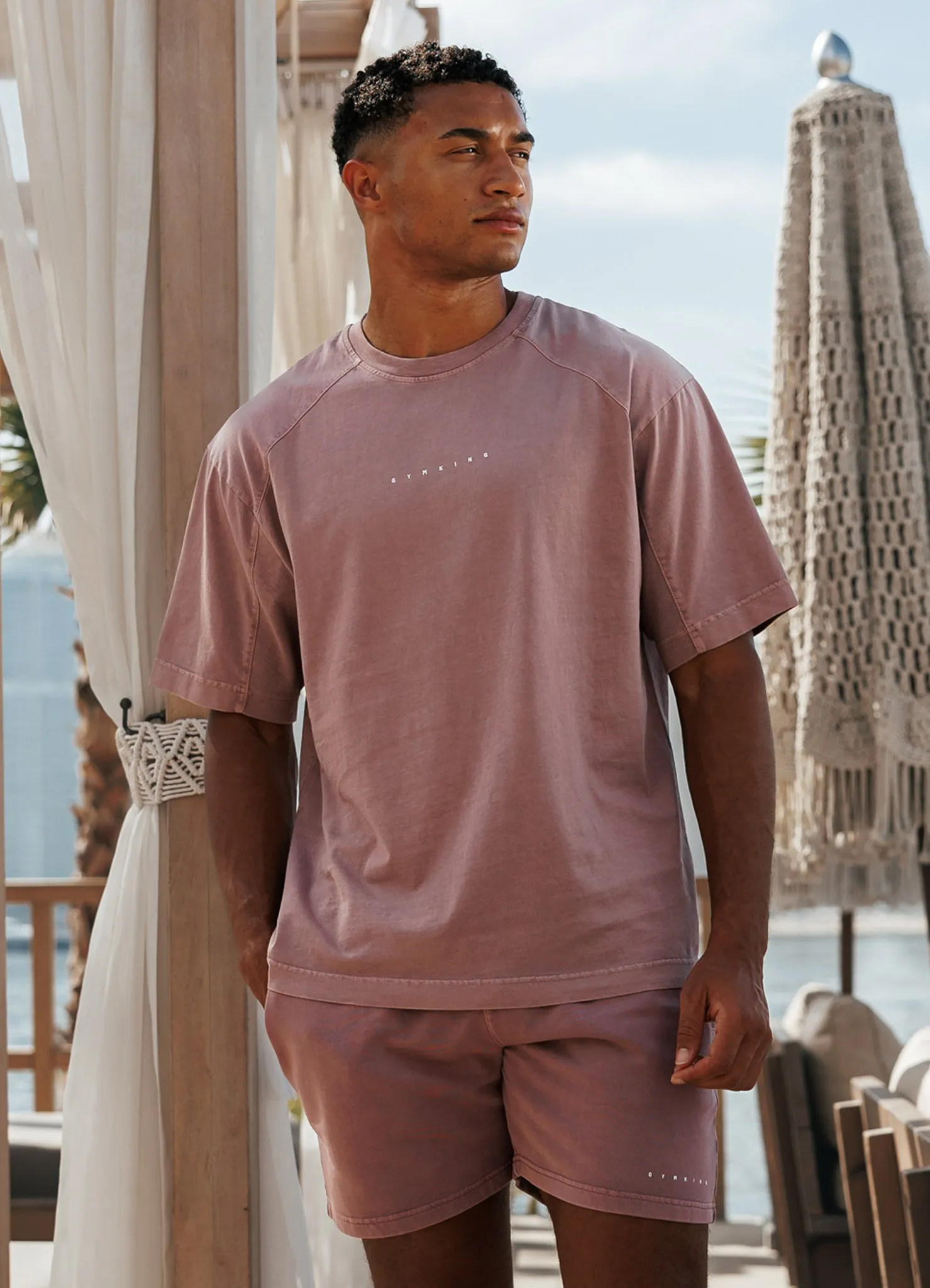 Gym King Purpose Washed Tee - Dusky Mauve sold by The Gym King
