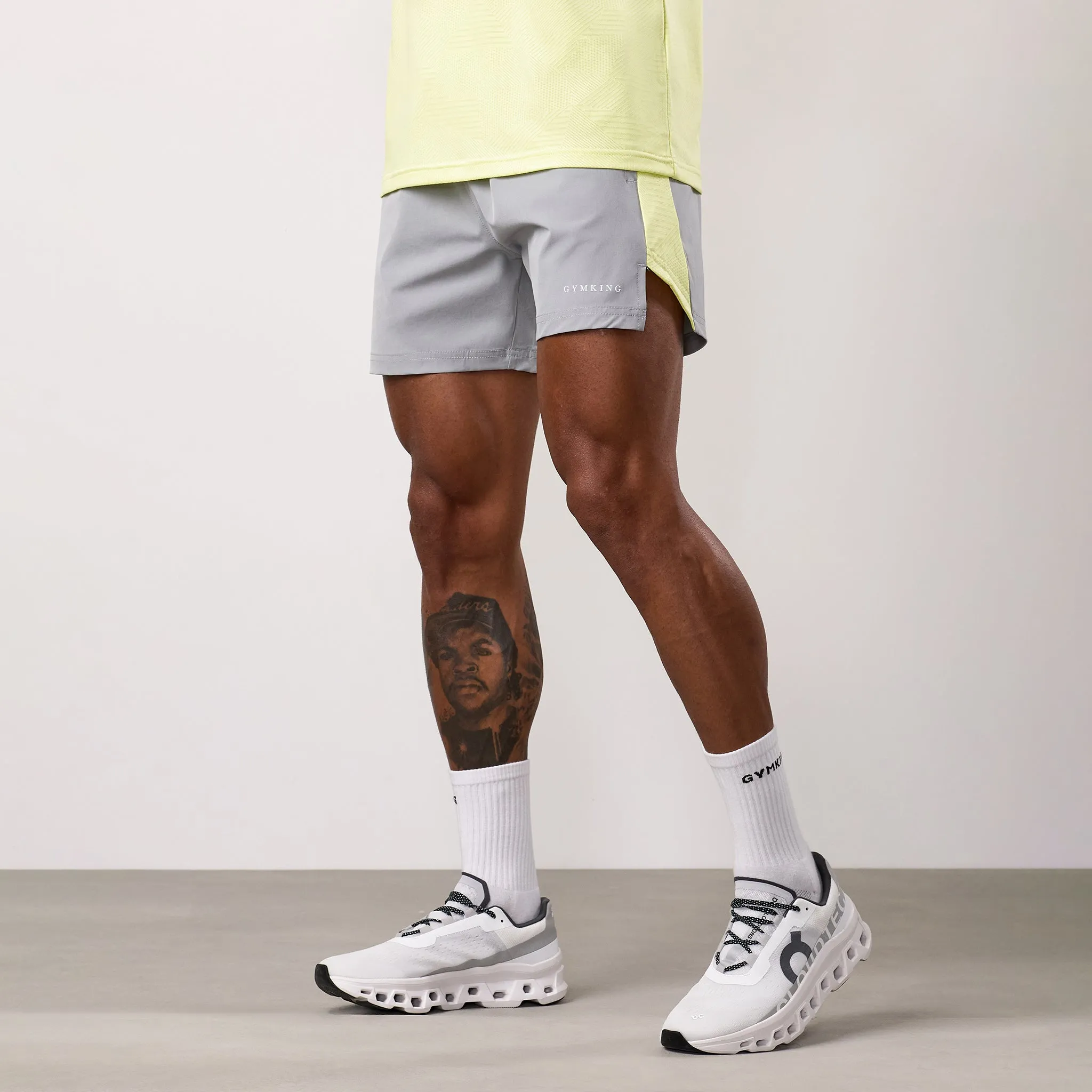 Gym King Geometric Knit Short - Urban Grey/Limelight sold by The Gym King product image thumbnail 2