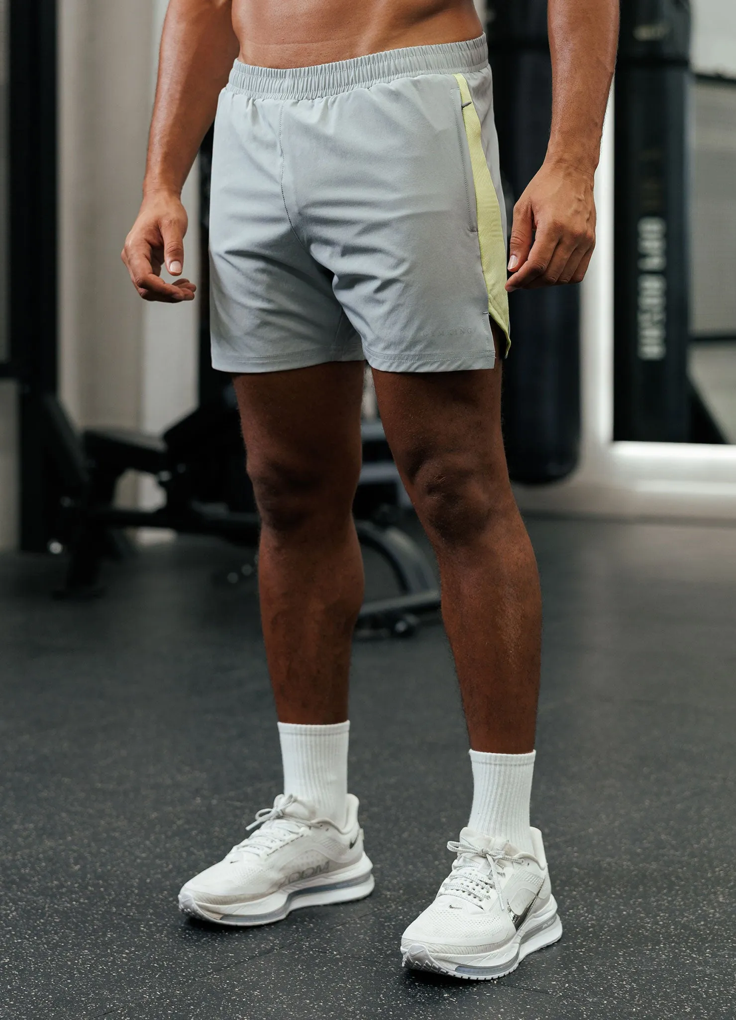 Gym King Geometric Knit Short - Urban Grey/Limelight sold by The Gym King