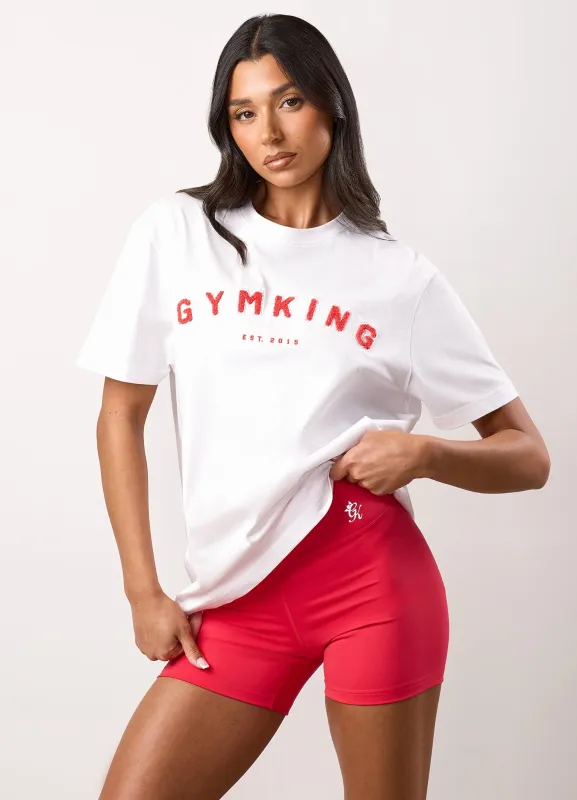 Gym King Shadow Boyfriend Tee - White/Watermelon sold by The Gym King