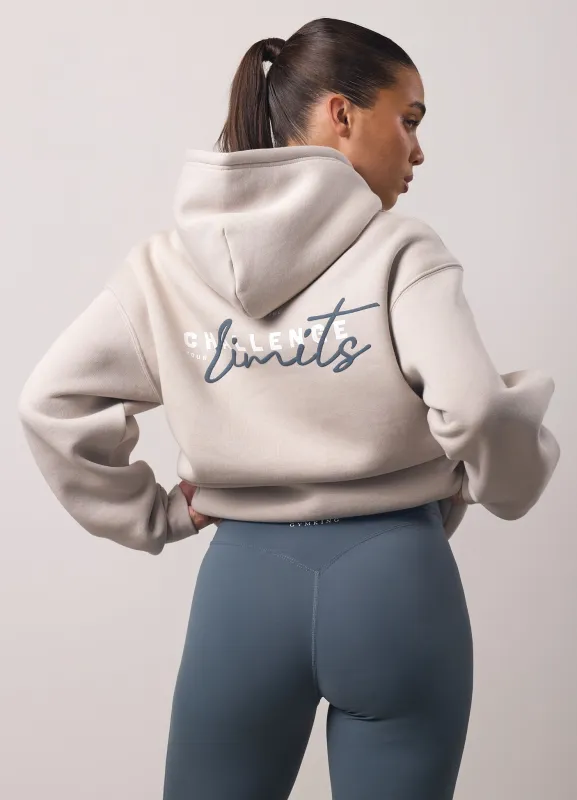 Gym King Challenge Relaxed Fit Hood - Light Stone sold by The Gym King