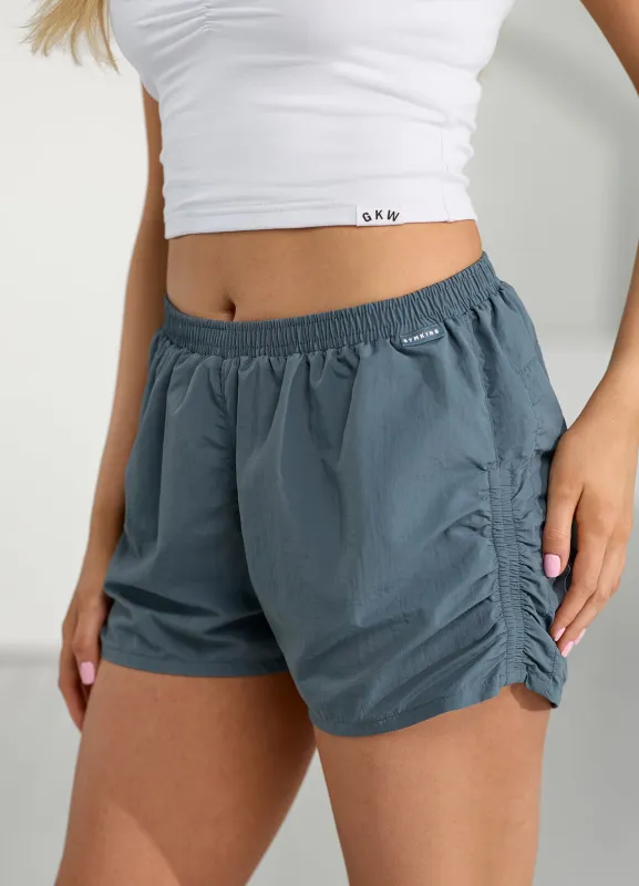 Gym King Ruched Woven Short - Storm Blue sold by The Gym King