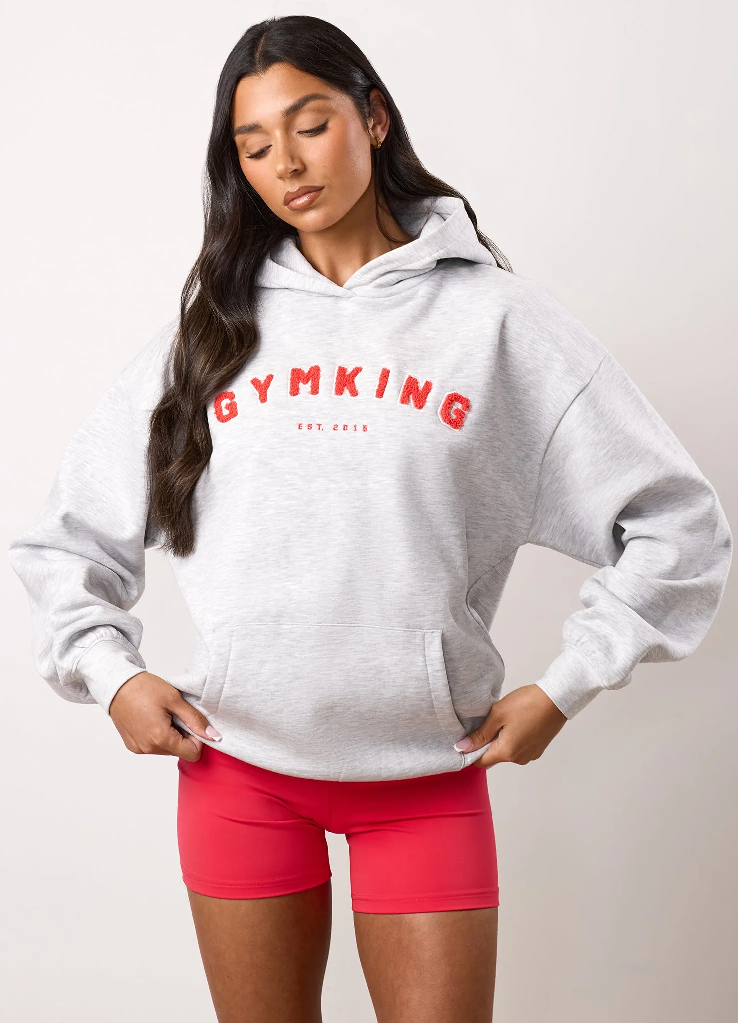 Gym King Shadow Oversized Hood - Snow Marl sold by The Gym King