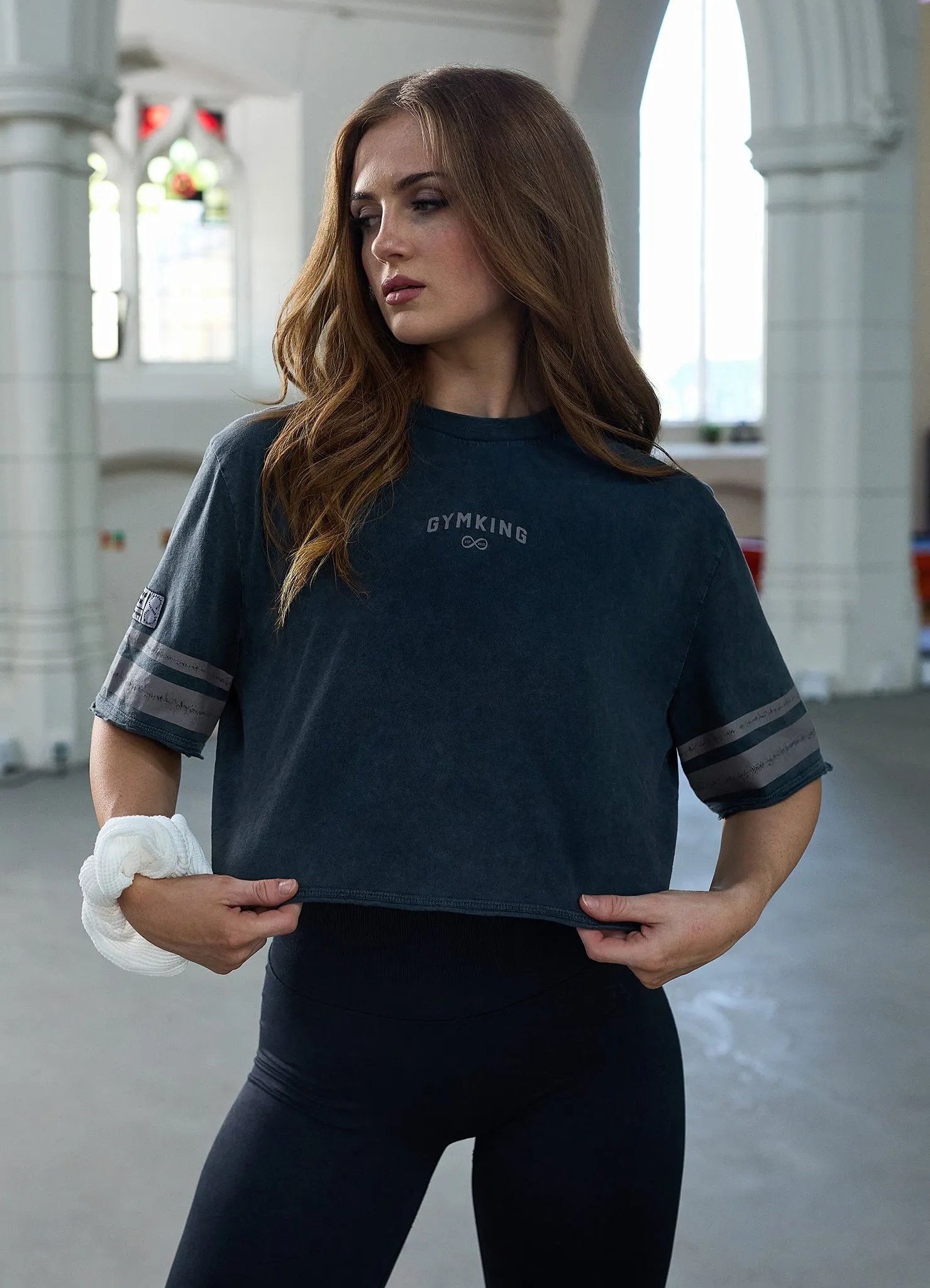 Gym King Limitless Crop Jersey Tee - Washed Black sold by The Gym King product image thumbnail 3