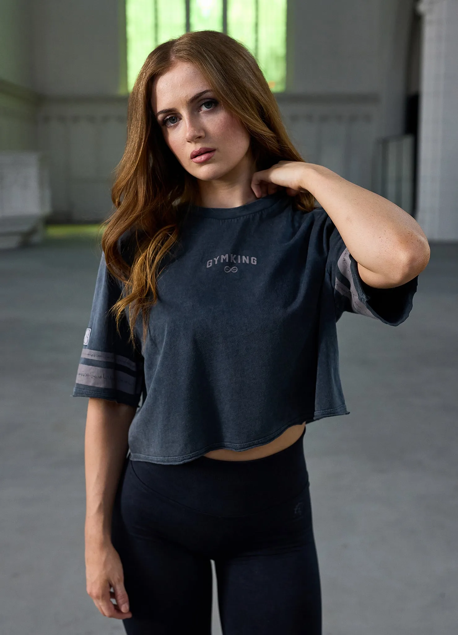 Gym King Limitless Crop Jersey Tee - Washed Black sold by The Gym King product image thumbnail 5