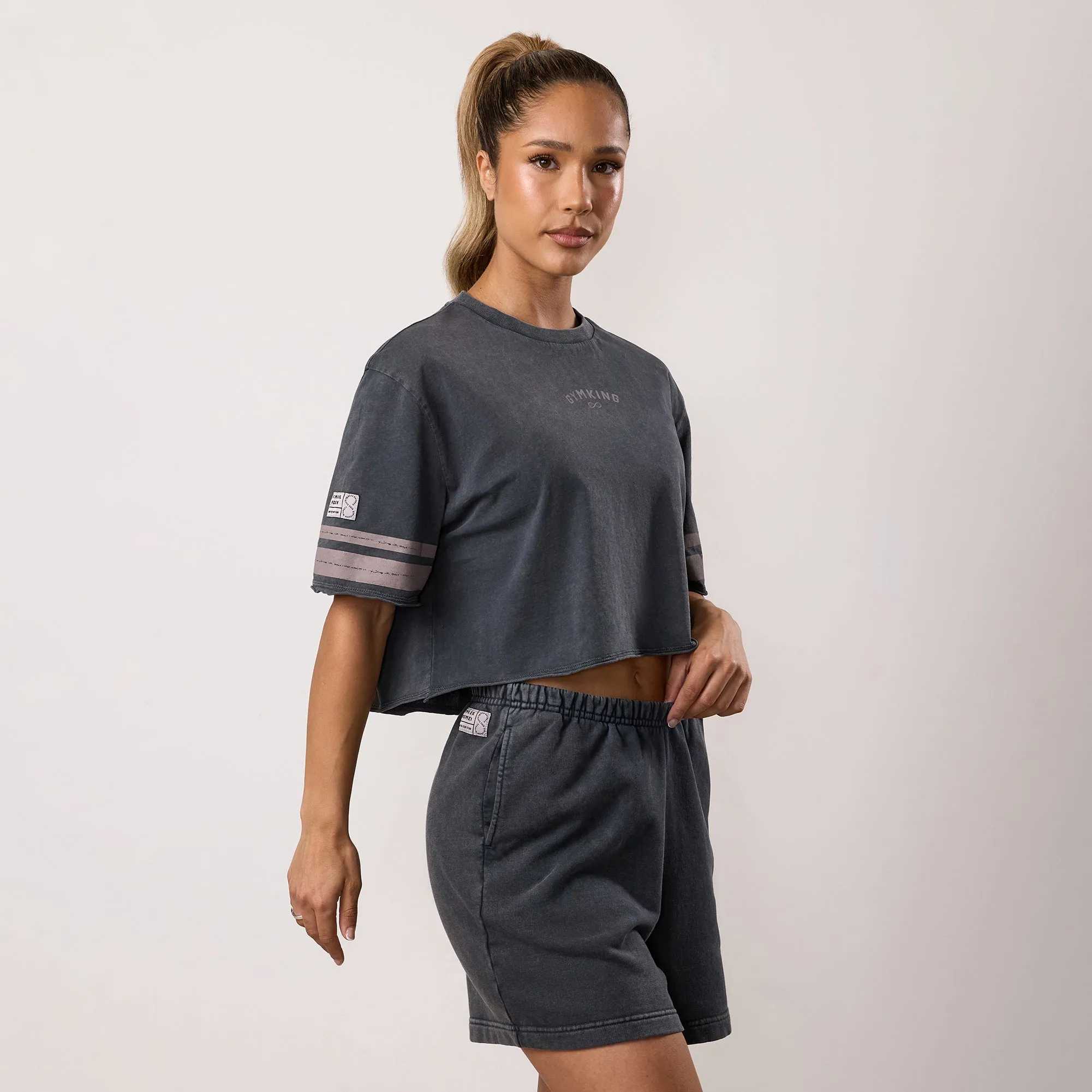 Gym King Limitless Crop Jersey Tee - Washed Black sold by The Gym King product image thumbnail 2
