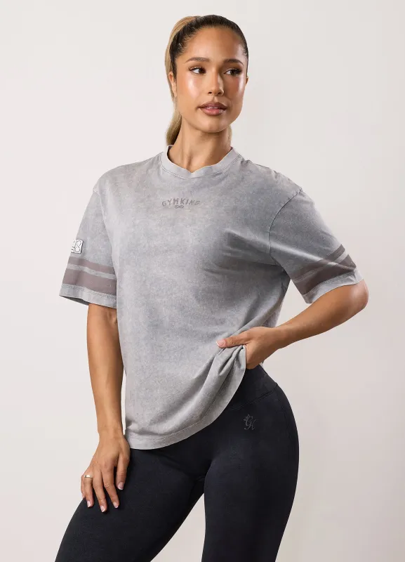 Gym King Limitless Jersey Boyfriend Tee - Washed Light Grey sold by The Gym King