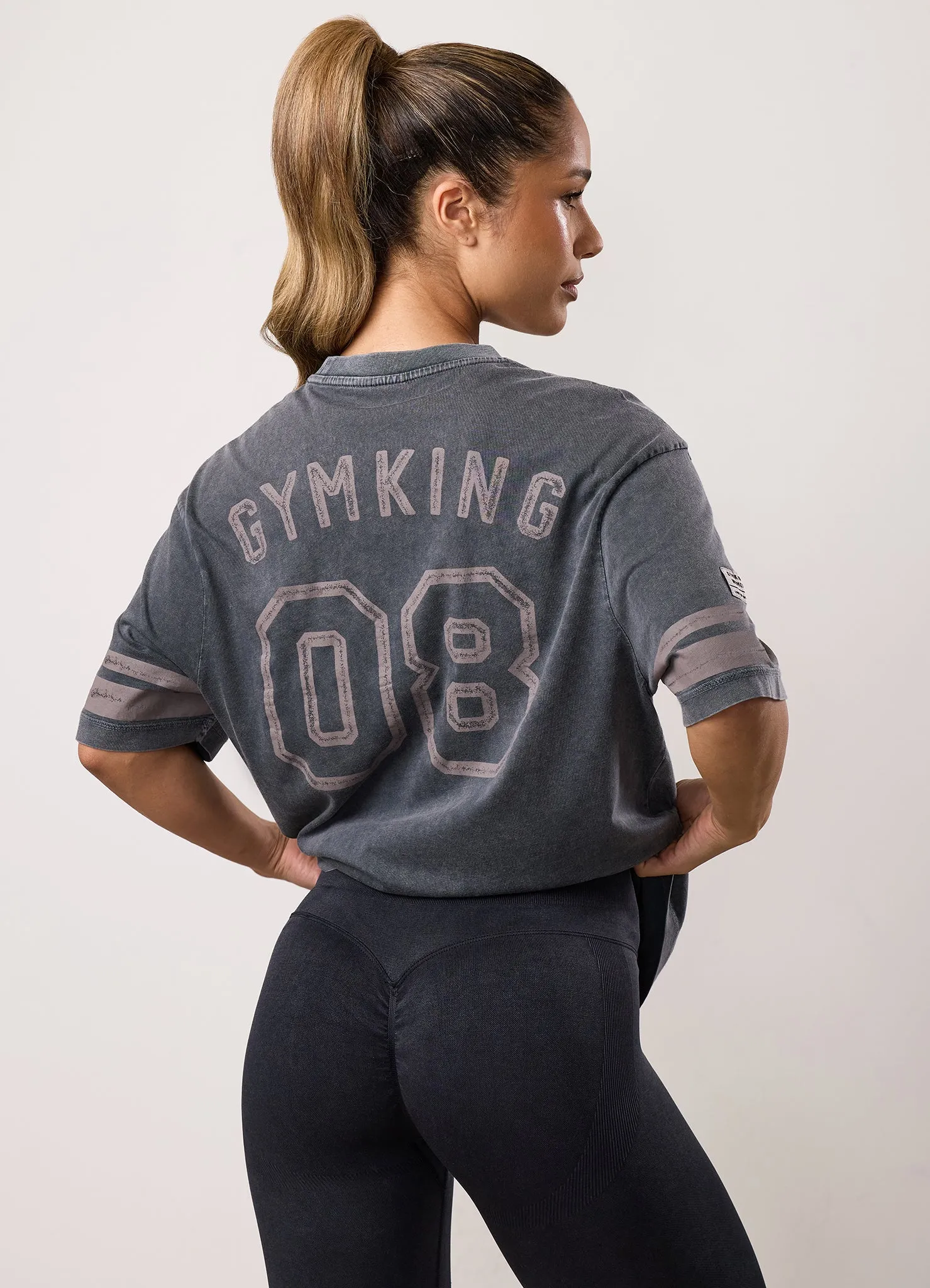 Gym King Limitless Jersey Boyfriend Tee - Washed Black sold by The Gym King