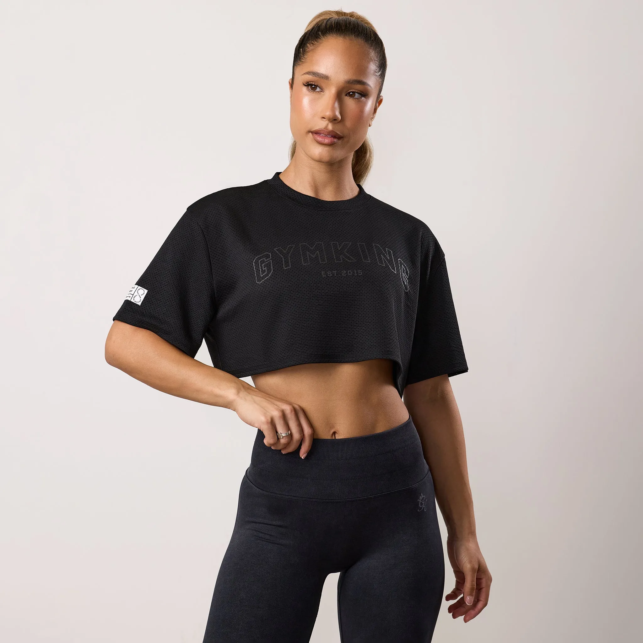 Gym King Limitless Crop Mesh Tee - Black sold by The Gym King product image thumbnail 2