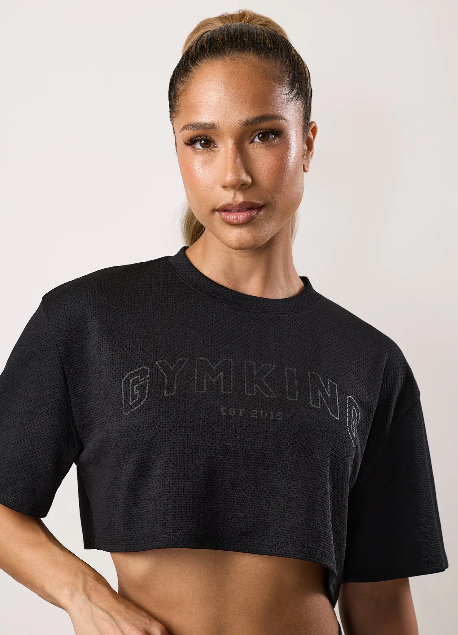 Gym King Limitless Crop Mesh Tee - Black sold by The Gym King product image thumbnail 4