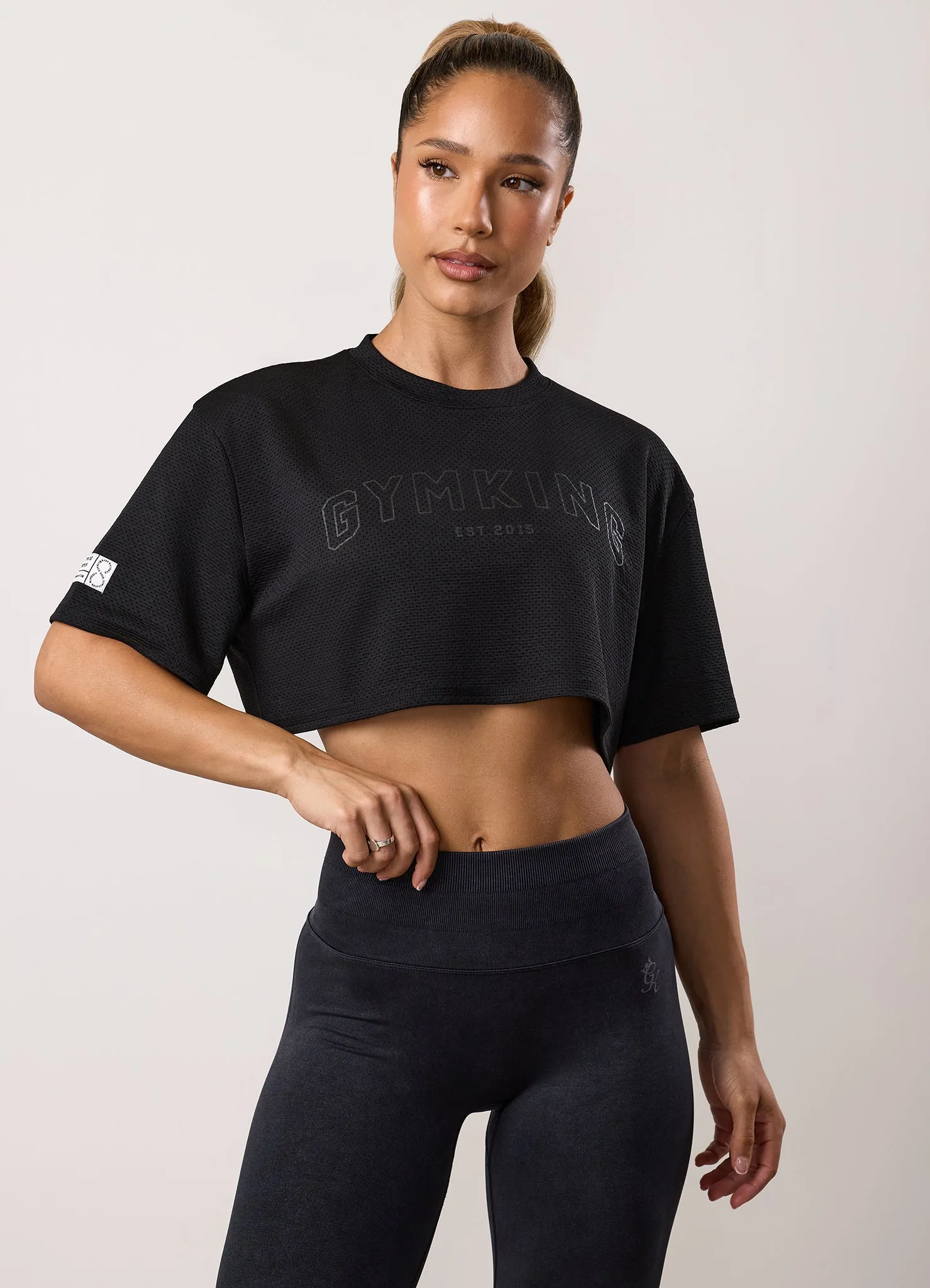 Gym King Limitless Crop Mesh Tee - Black sold by The Gym King