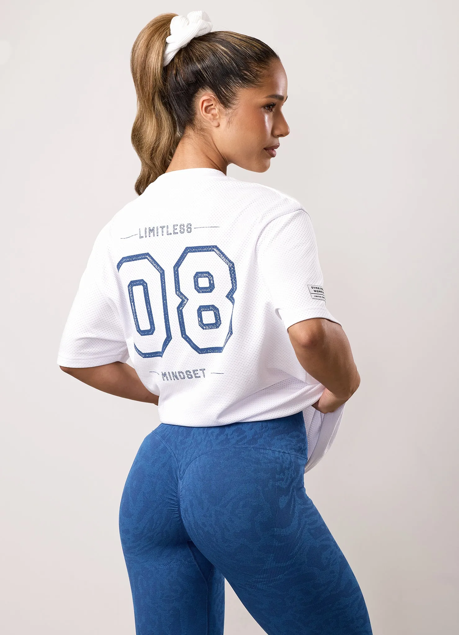 Gym King Limitless Mesh Boyfriend Tee - White/Blue sold by The Gym King product image thumbnail 3
