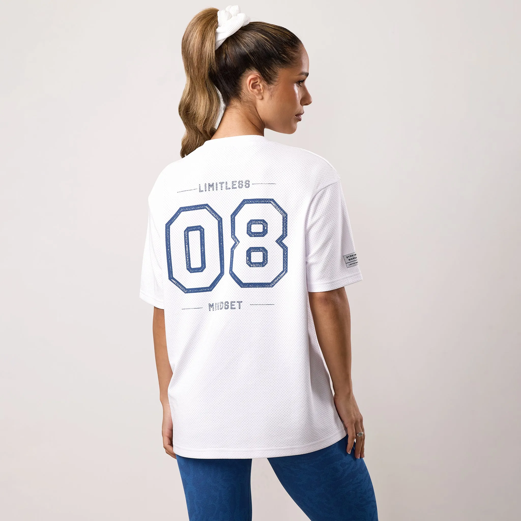 Gym King Limitless Mesh Boyfriend Tee - White/Blue sold by The Gym King product image thumbnail 2