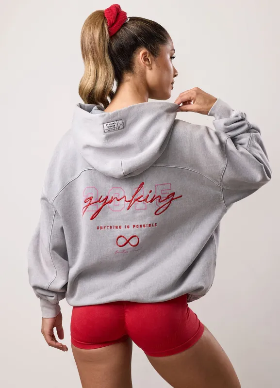 Gym King Limitless Oversized Hood - Washed Light Grey sold by The Gym King