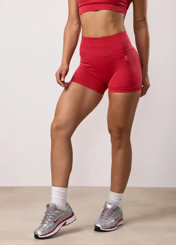 Gym King Limitless Seamless Sculpt Short 3" - Deep Red Acid Wash sold by The Gym King