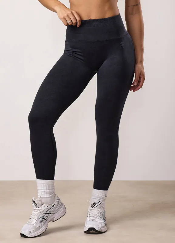Gym King Limitless Seamless Sculpt Legging - Black Acid Wash sold by The Gym King