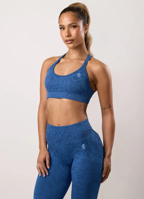 Gym King Limitless Seamless Sculpt Micro Bra - Bold Blue Animal Print sold by The Gym King