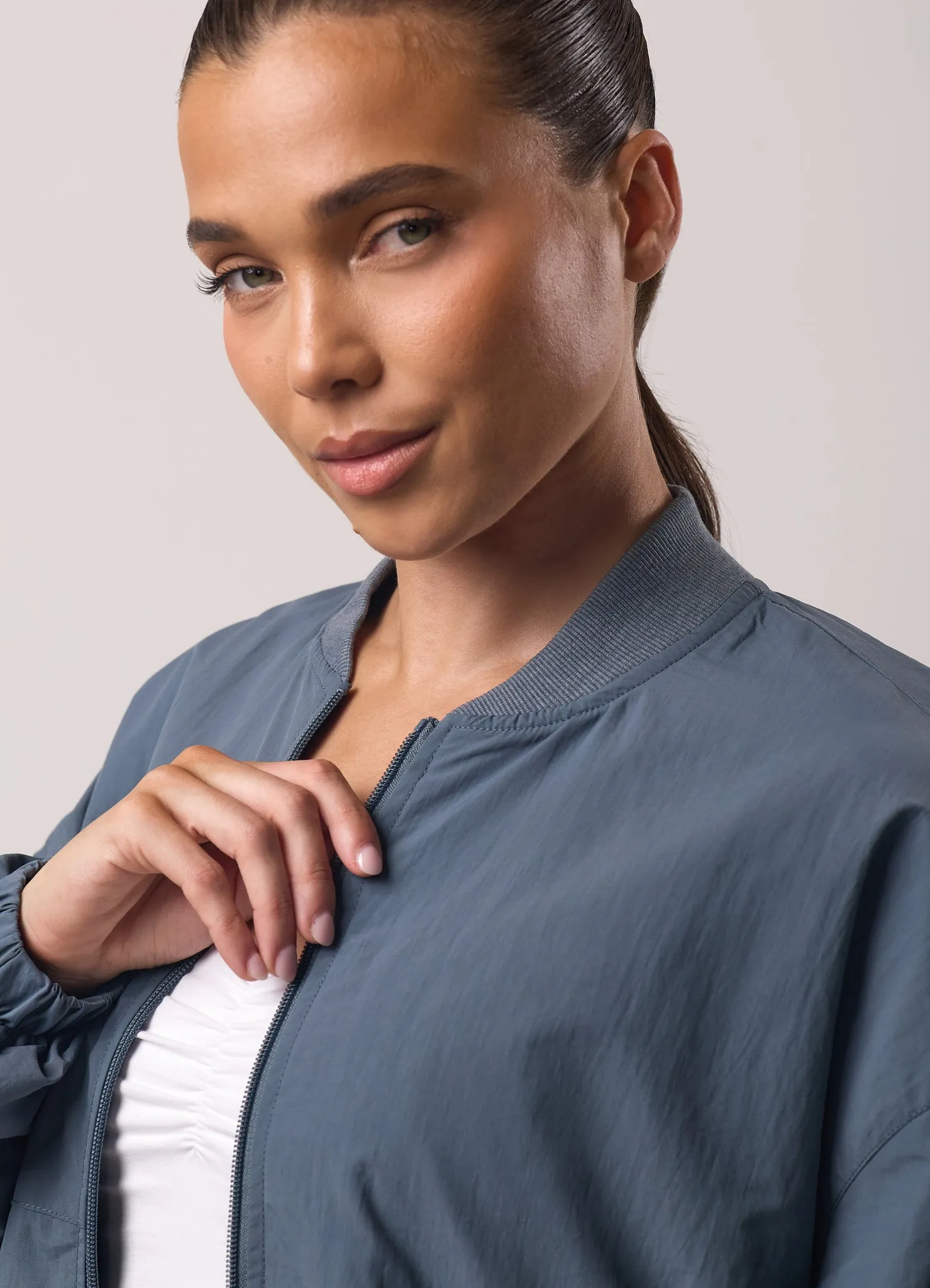 Gym King Ruched Woven Bomber Tracksuit - Storm Blue sold by The Gym King product image thumbnail 5