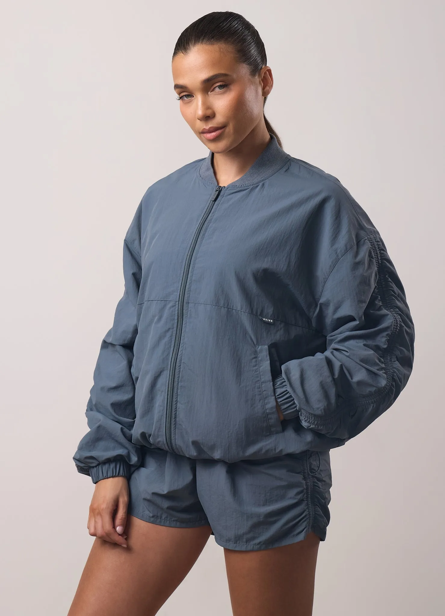 Gym King Ruched Woven Bomber Tracksuit - Storm Blue sold by The Gym King product image thumbnail 3