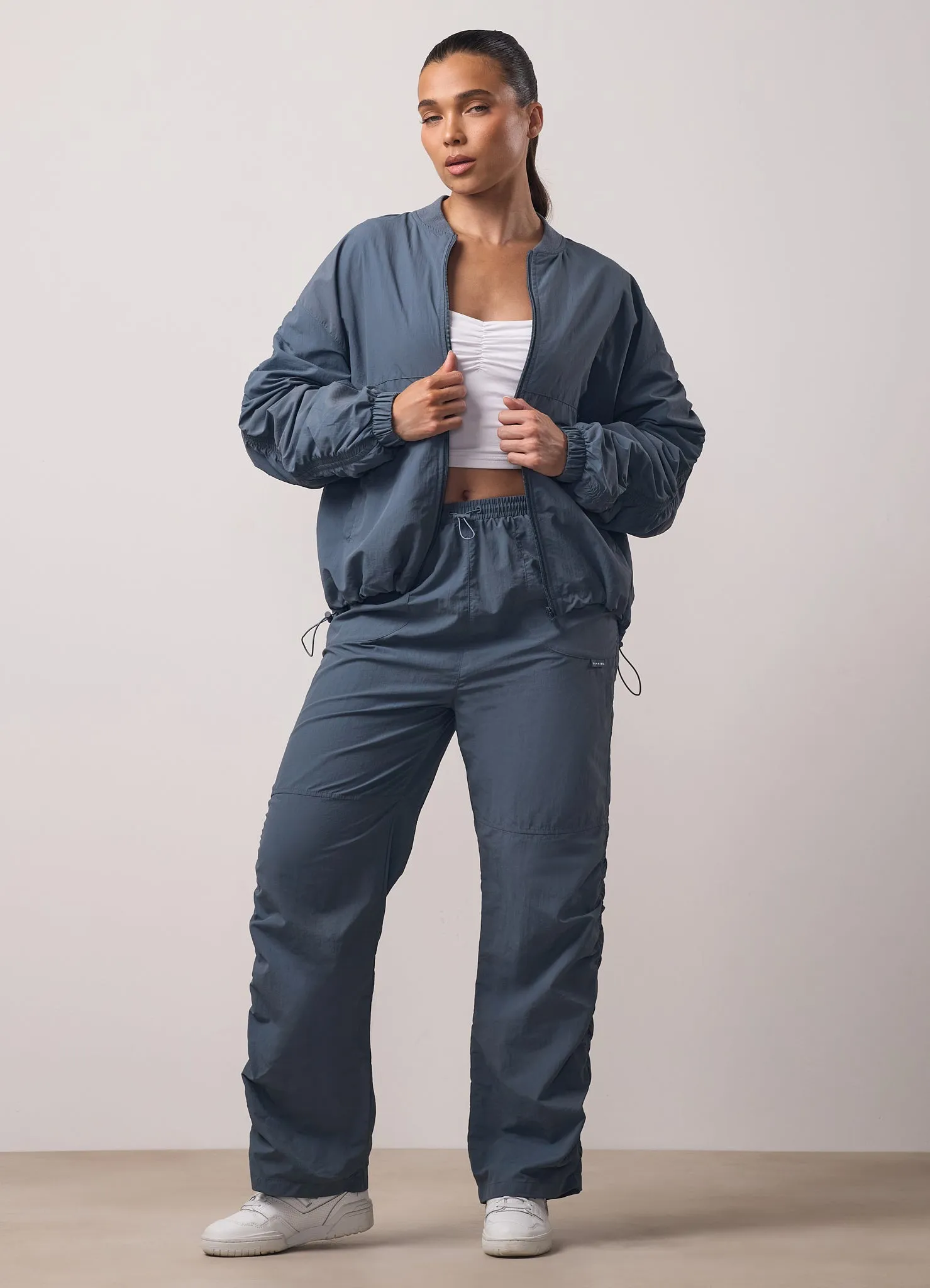 Gym King Ruched Woven Bomber Tracksuit - Storm Blue sold by The Gym King