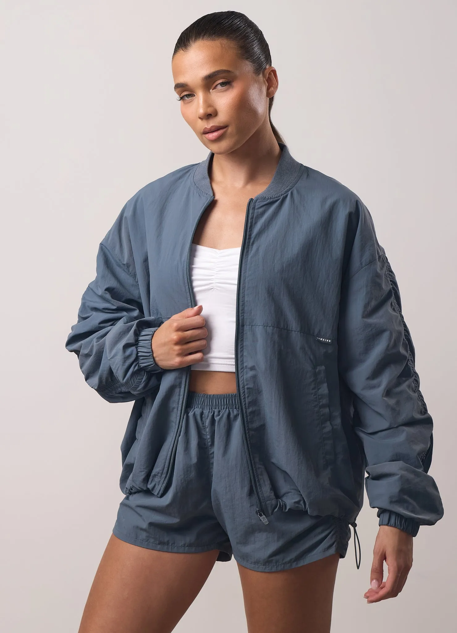 Gym King Ruched Woven Bomber Tracksuit - Storm Blue sold by The Gym King product image thumbnail 4
